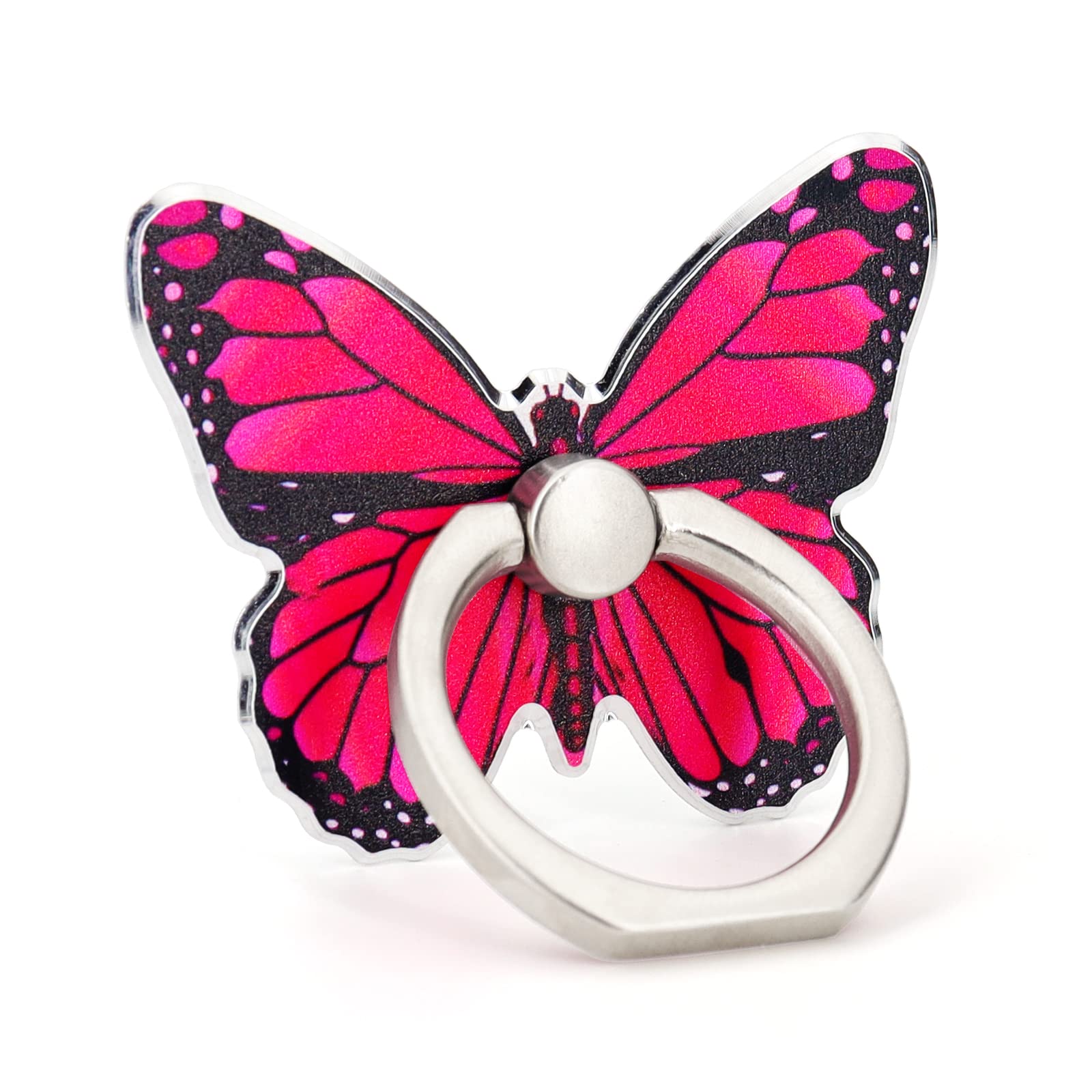 Butterfly Cell Phone Ring Holder - 360° Rotation & 180° Flip Finger Grip Stand - Universal Kickstand for All Smartphones (Rose) - Perfect for Hands-Free Viewing, Selfies & Secure Grip