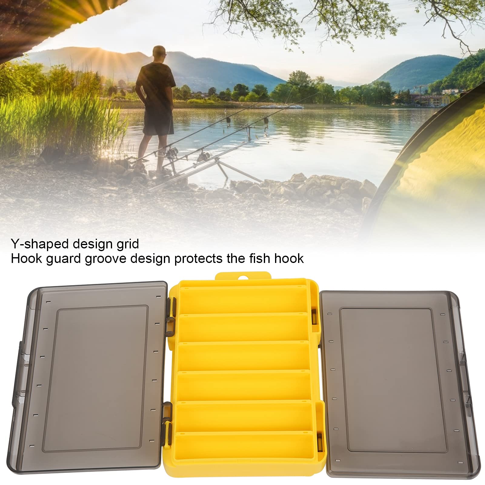 Ubersweet® Fishing Hook Storage Box - Durable Polypropylene Material for Long Service Life | Waterproof & Practical Fishing Accessories for Hooks, Lures & Tackle | Ideal for Saltwater & Freshwater Fishing Trips, Boat & Shore Fishing (Yellow)