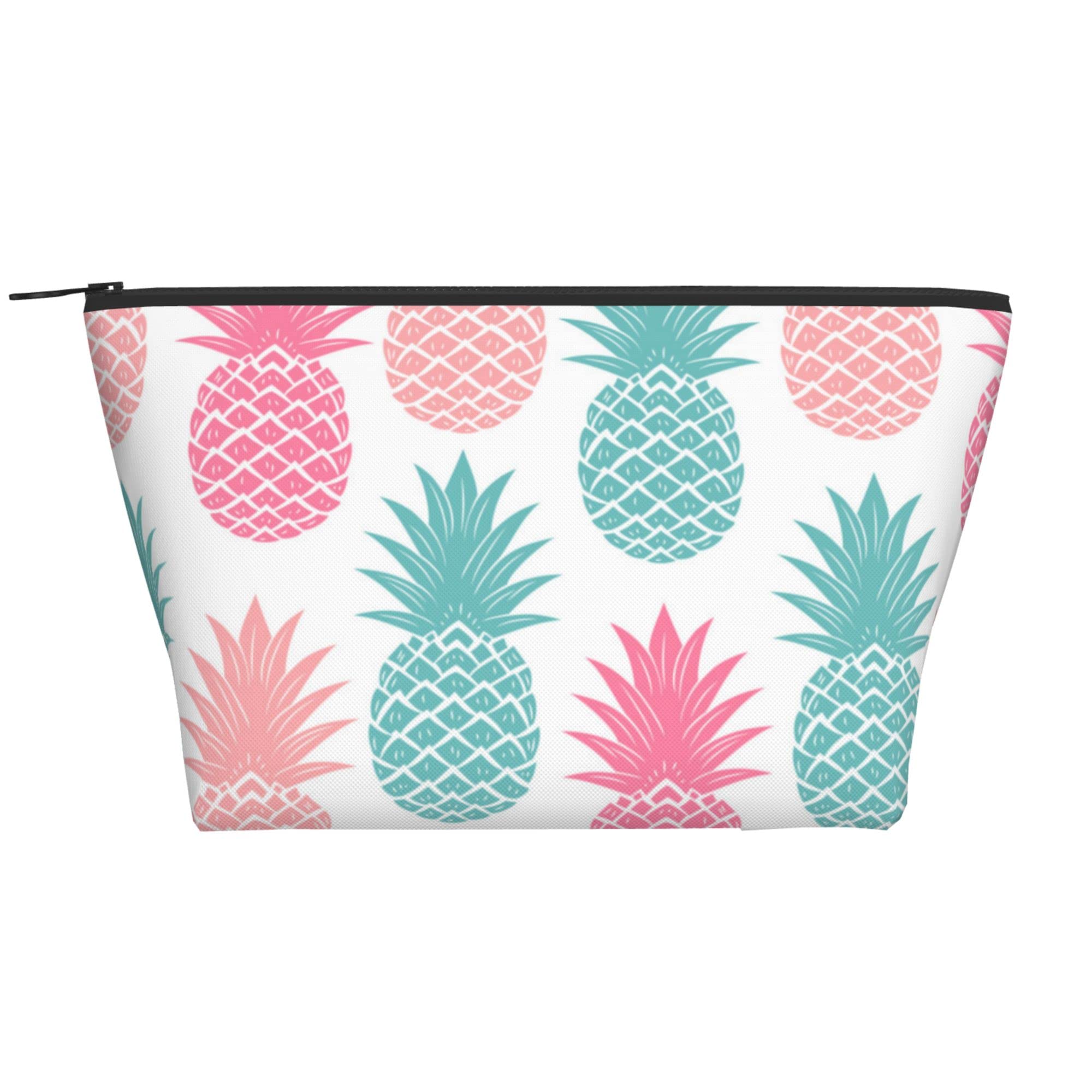 Waterproof Zippered Cosmetic Bag for Women & Girls - Travel Makeup Pouch with Pineapple Design, Toiletry Organizer, Oxford Cloth Storage Case - Perfect for Travel, Gym, and Daily Essentials Organization