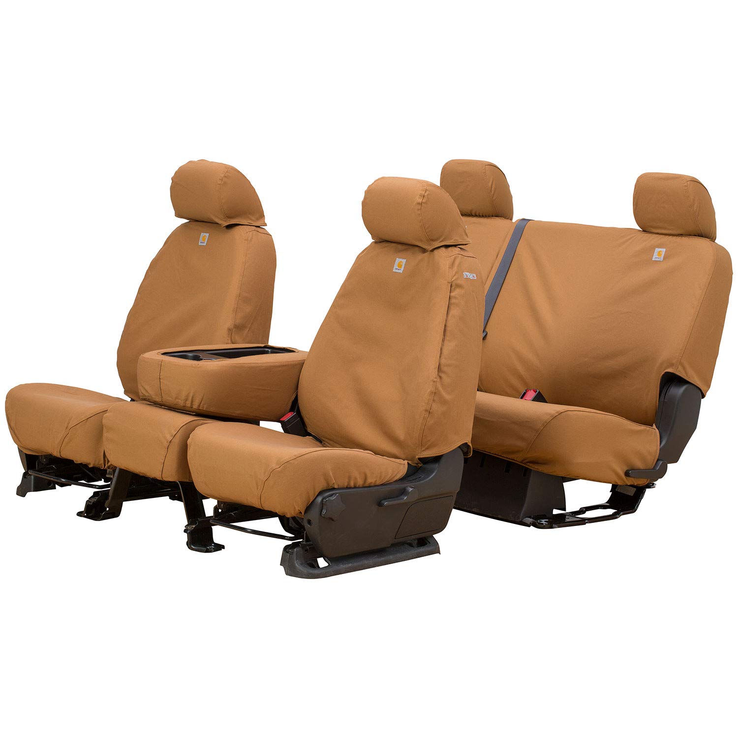 Covercraft Carhartt SeatSaver Custom Fit Seat Covers for 2009-2015 Toyota Tacoma - 1st Row Bucket Seats (Non-Sport), Durable Duck Weave Brown Fabric | All-Weather Protection & Enhanced Comfort for Work Trucks, Off-Road Adventures & Daily Commutes