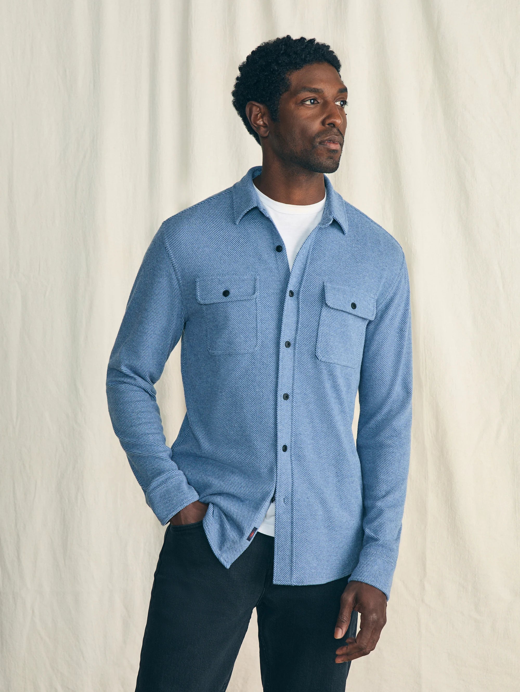 FAHERTY Men's Long Sleeve Double Pocket Sport Shirt - Casual Button Down Shirt for Golf, Work & Outdoor Activities