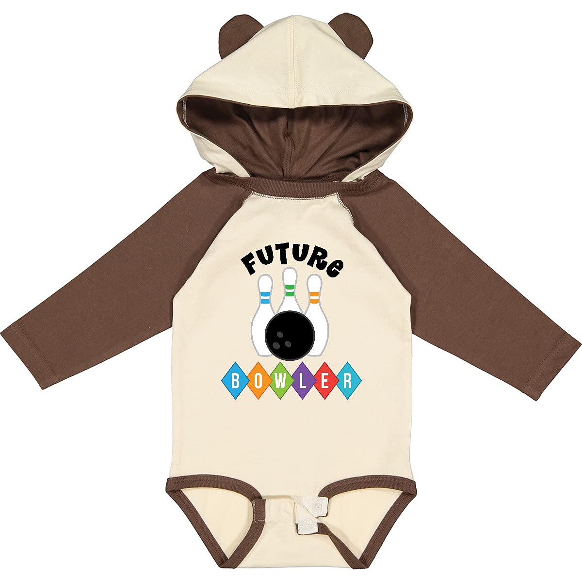 Inktastic Future Bowler Bowling Pins Long Sleeve Baby Bodysuit - Cute Infant Outfit for Bowling Fans, Baby Shower Gift & Family Events