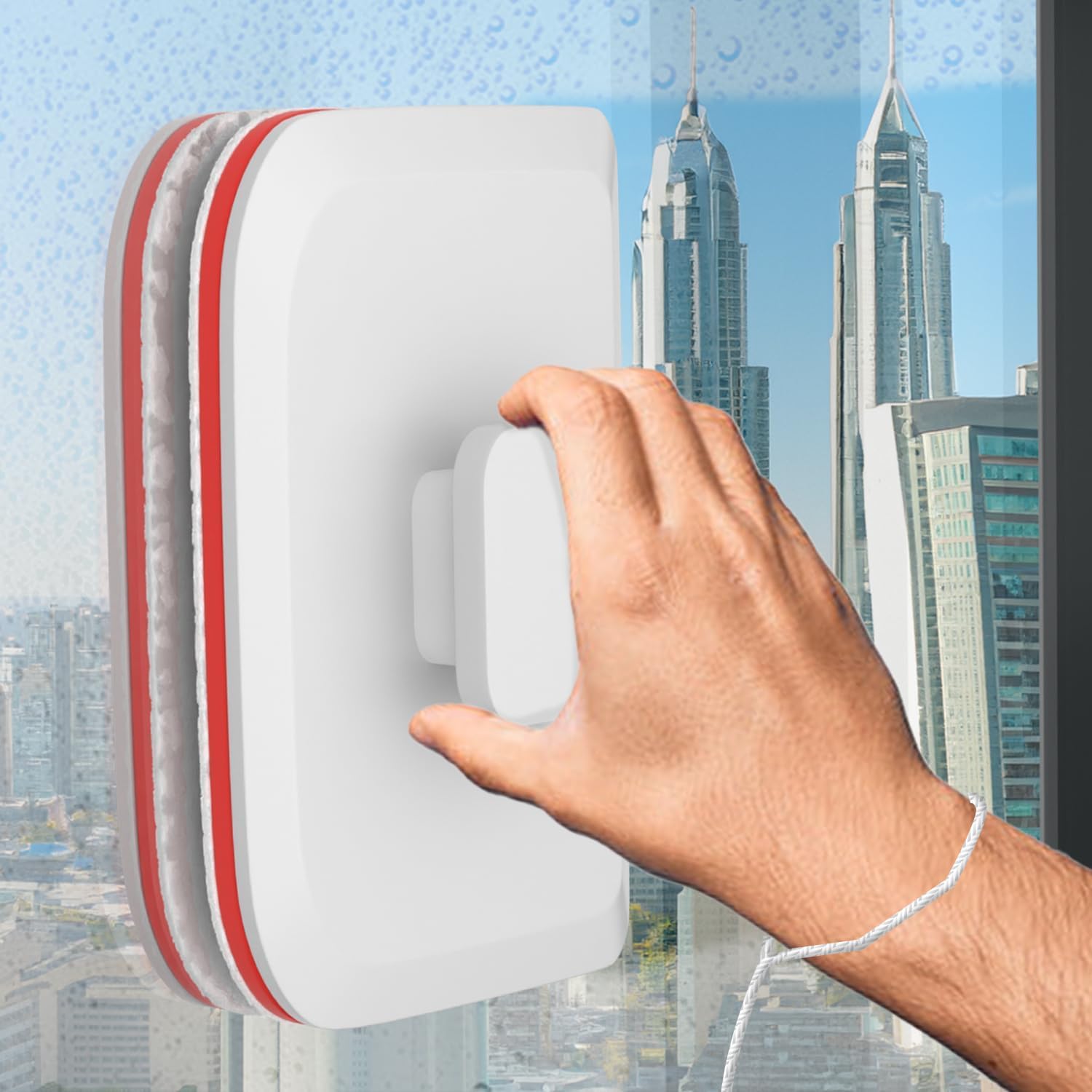 HIKIN SUPERMARKET™ 2025 Upgraded Magnetic Window Cleaner - Double Sided Glass Wiper for High Rise Buildings | Rectangular Window Scraper for Indoor & Outdoor Use | Perfect for Office Windows, Skyscrapers and Home Glass Cleaning