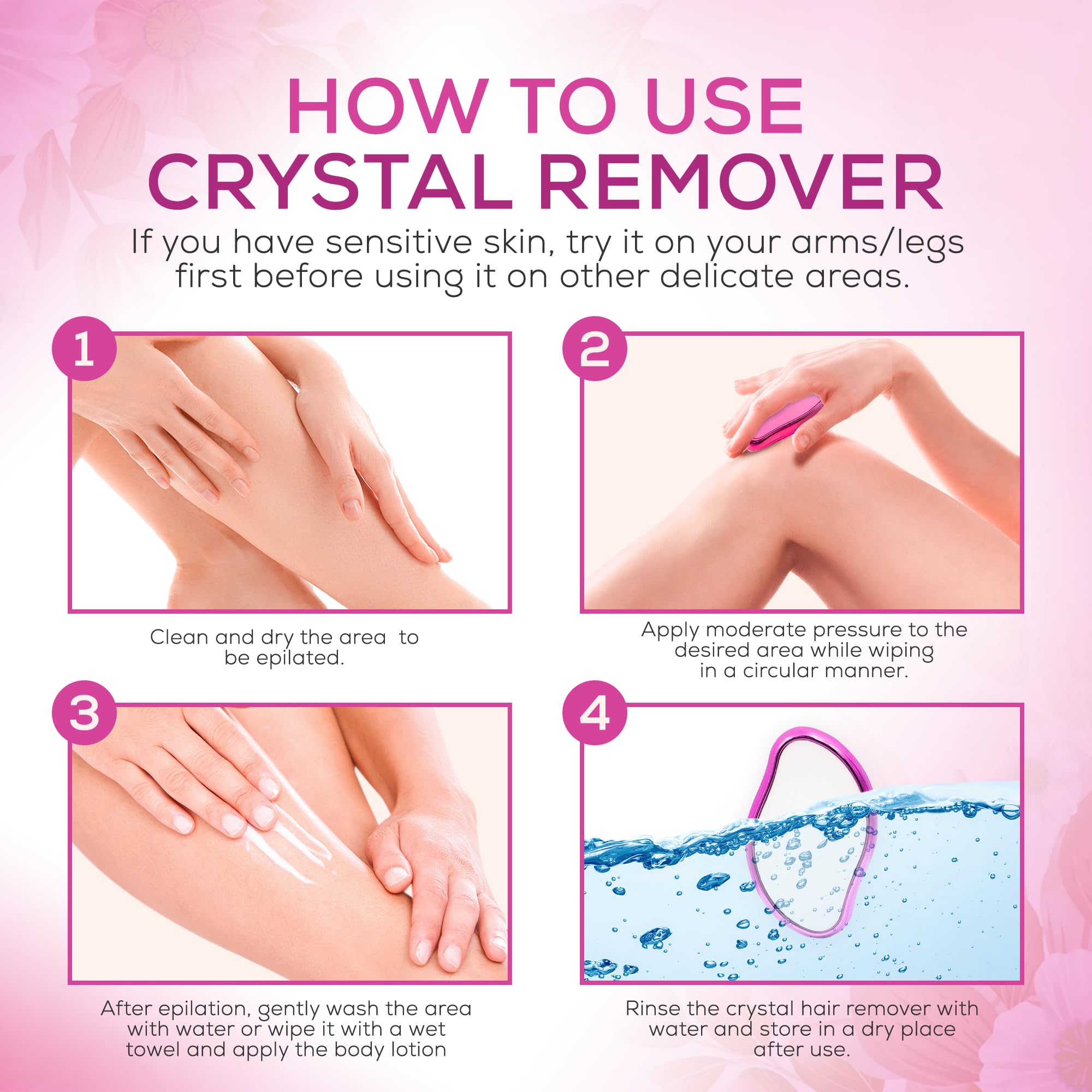 KLASSIK Crystal Hair Removal Device - Painless & Reusable Hair Remover for Women, Men & Kids | Portable & Washable Crystal Hair Eraser | Perfect for Face, Legs, Arms & Bikini Line at Home or Travel
