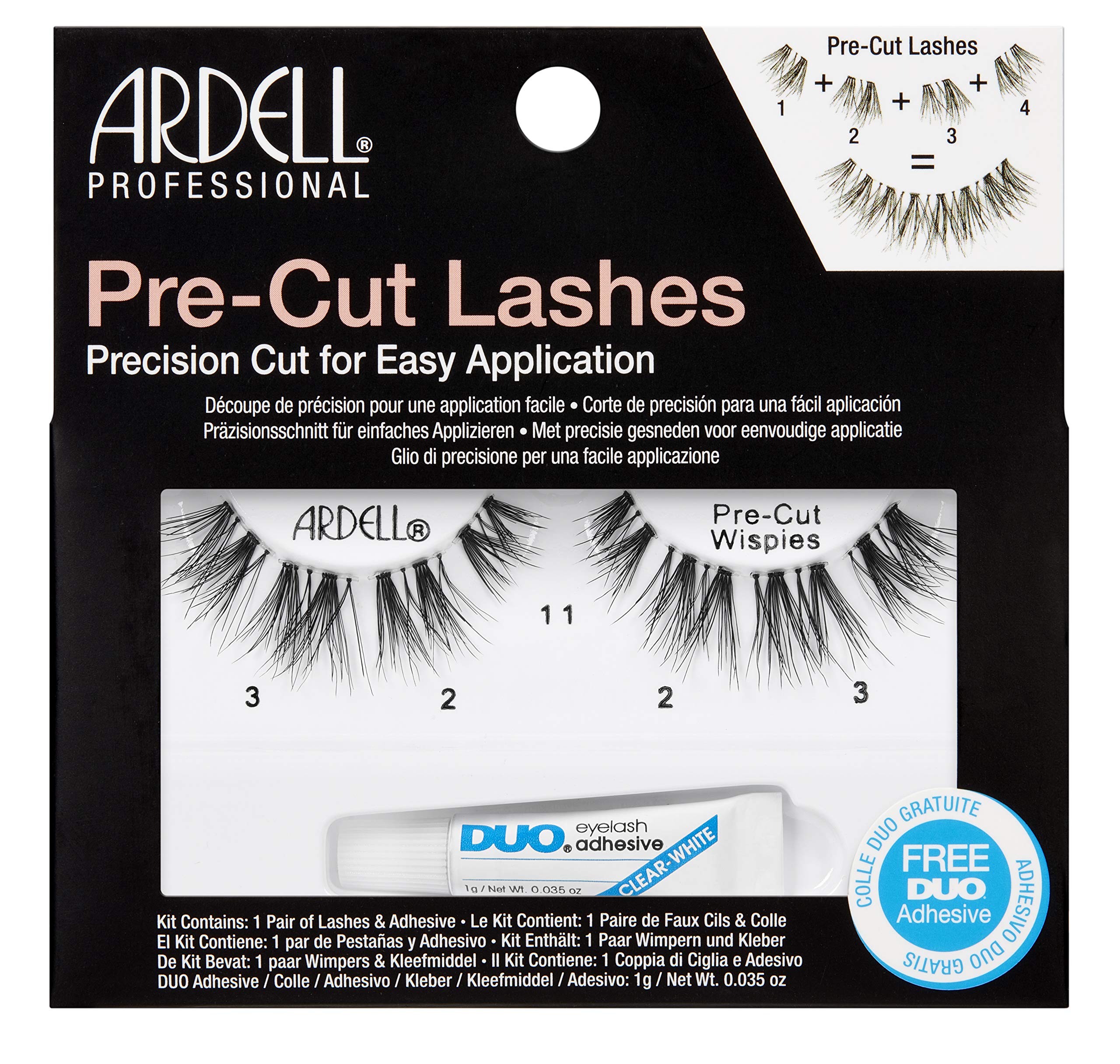 Ardell Pre-Cut Lashes Wispies - Natural Looking False Eyelashes for Everyday Wear, Easy to Apply with Customizable Strip Lash Segments & Eyelash Adhesive - Perfect for Parties, Weddings & Special Occasions - 1 Pack