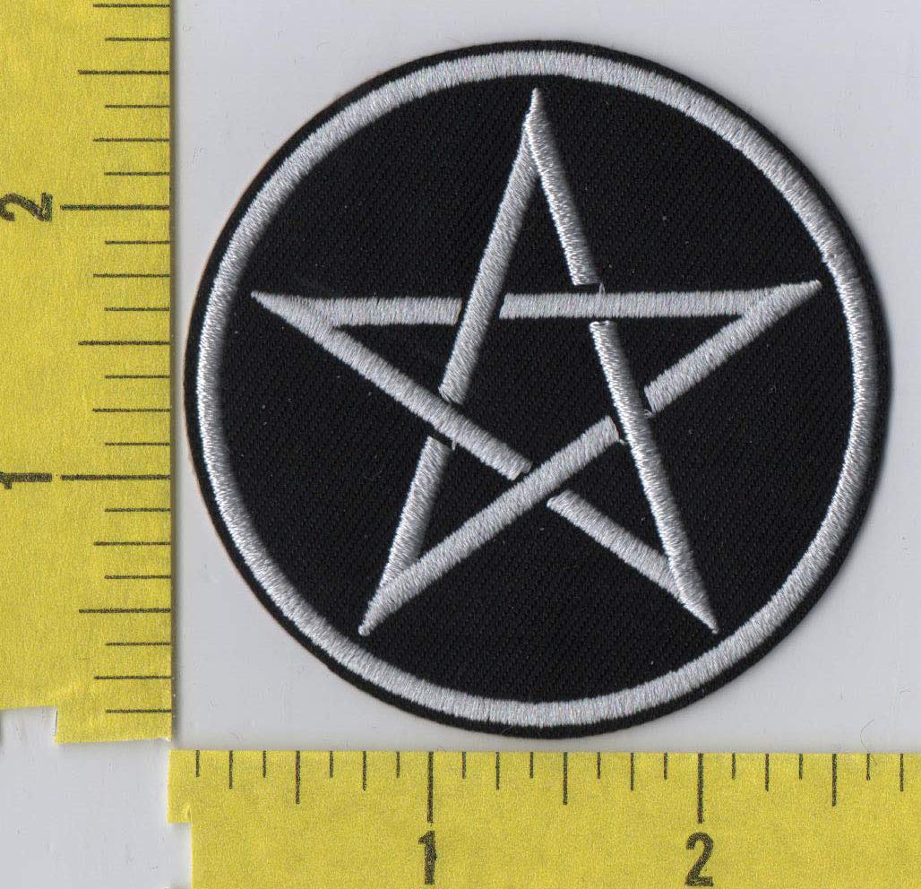 JB S/N Pentagram Iron-On Patch - Heavy Duty Embroidered Badge for Jackets, Bags & DIY Crafts | Gothic Style Accessories for Bikers, Punk & Rock Fans