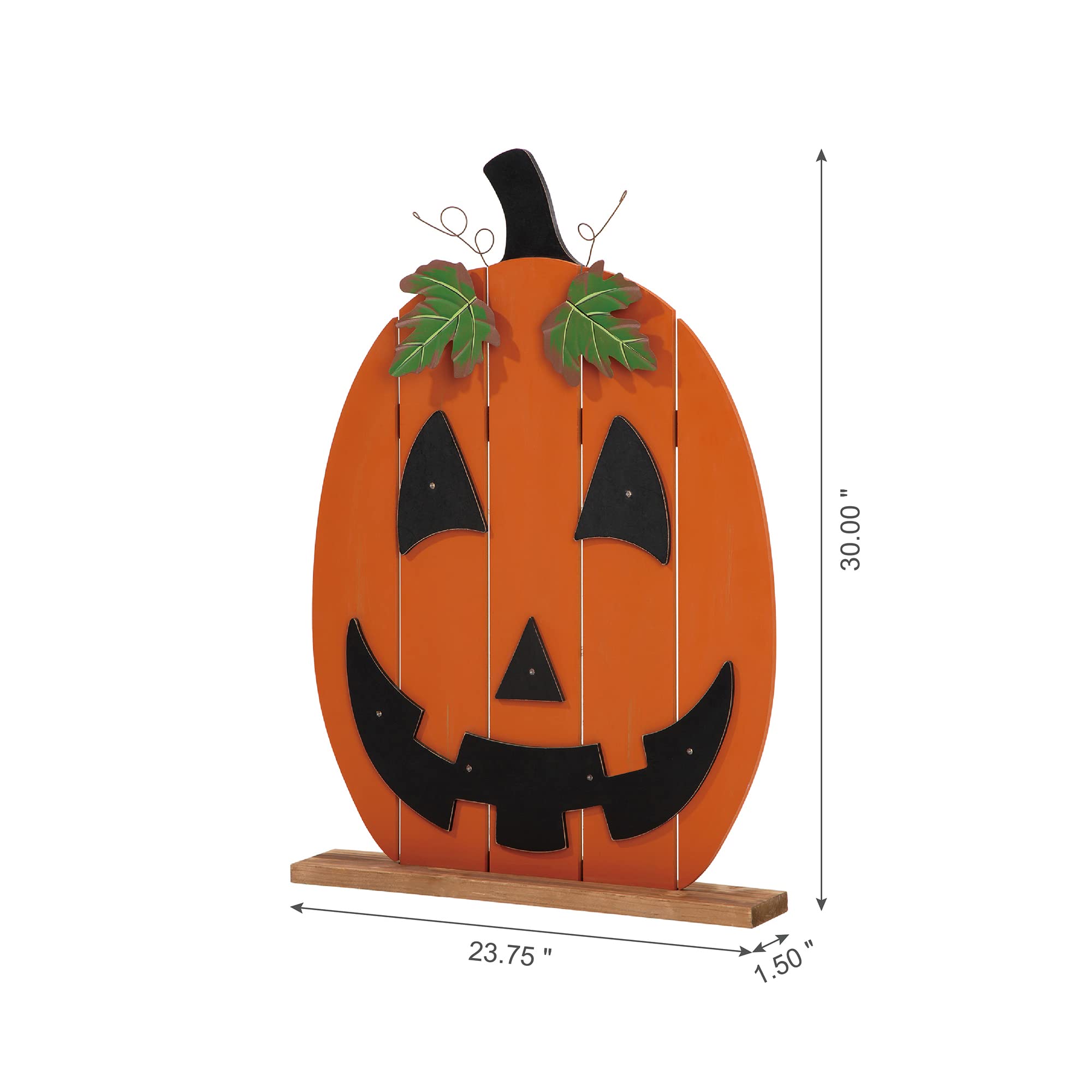 Glitzhome 30-Inch Wooden Halloween Porch Sign with Timer & 7 LED Jack-O'-Lanterns - Outdoor Fall Decor for Porch, Yard, and Halloween Party Decorations