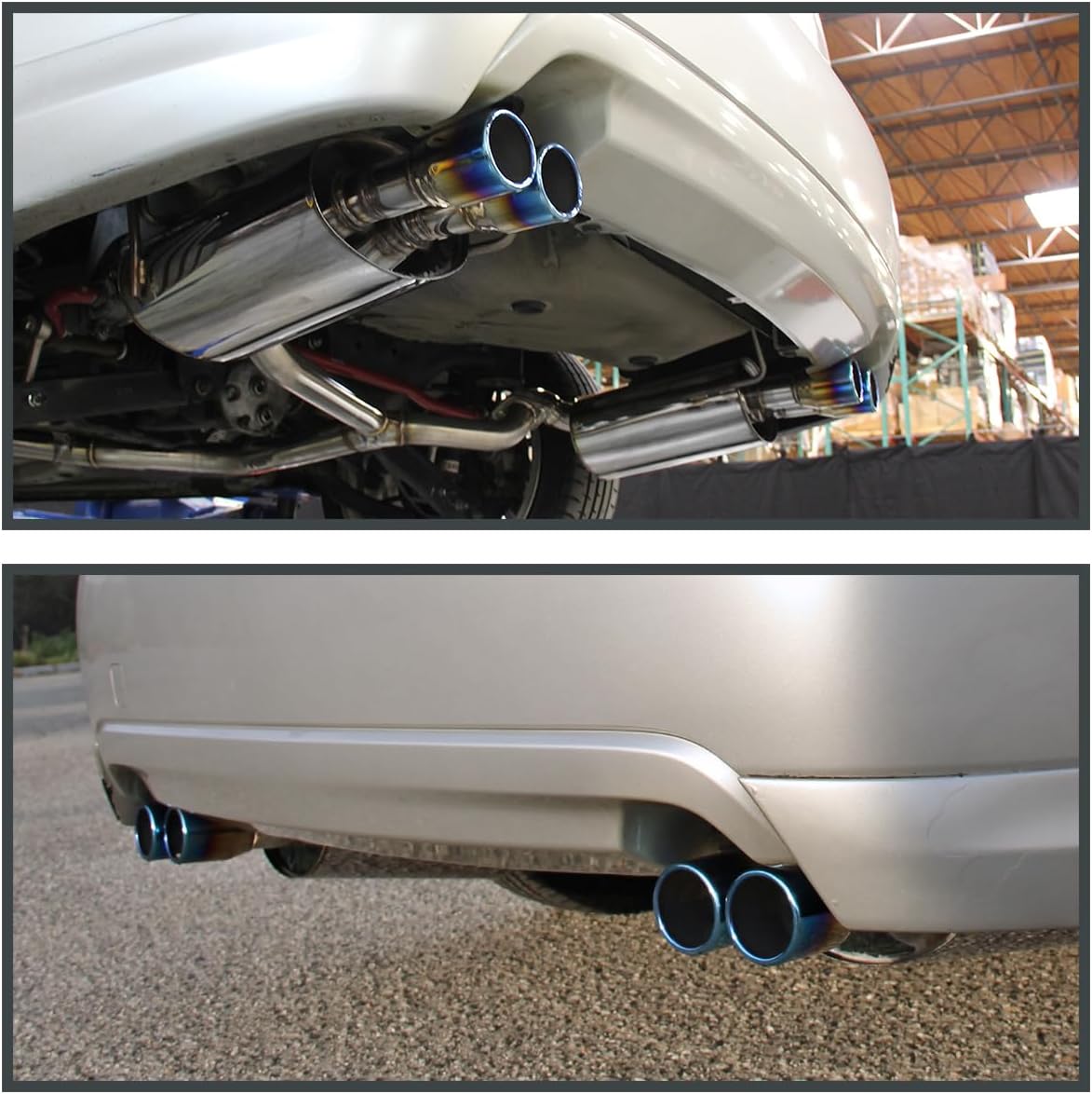 SPEC D Catback Exhaust System for 2008-2014 Subaru Impreza WRX STI Sedan - Dual Exhaust with Burnt Quad Tips - Performance Upgrade for Street Racing & Car Enthusiasts