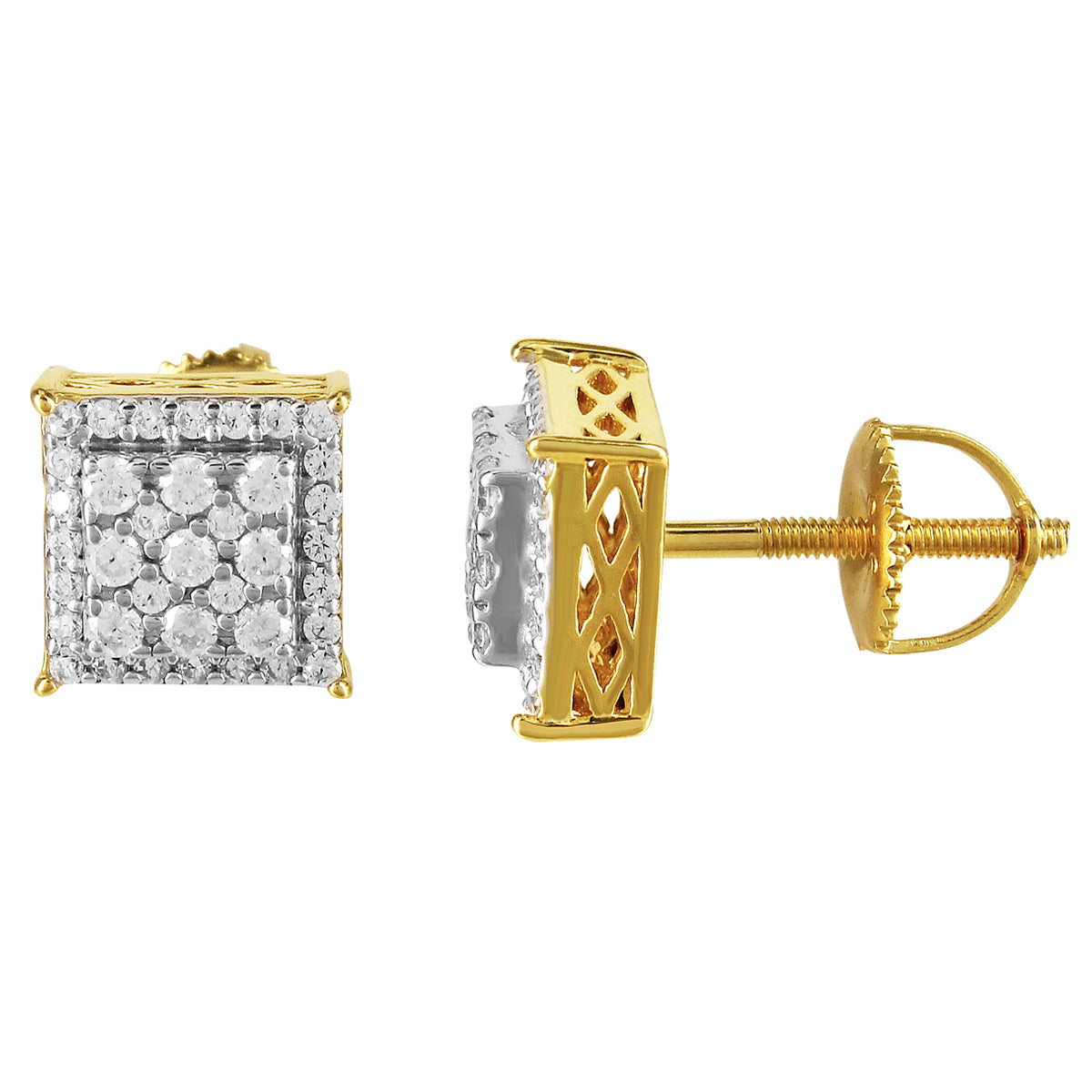 14K Gold Tone Sterling Silver Square Stud Screw Back Earrings for Women - Hypoallergenic Fashion Jewelry for Everyday Wear & Special Occasions