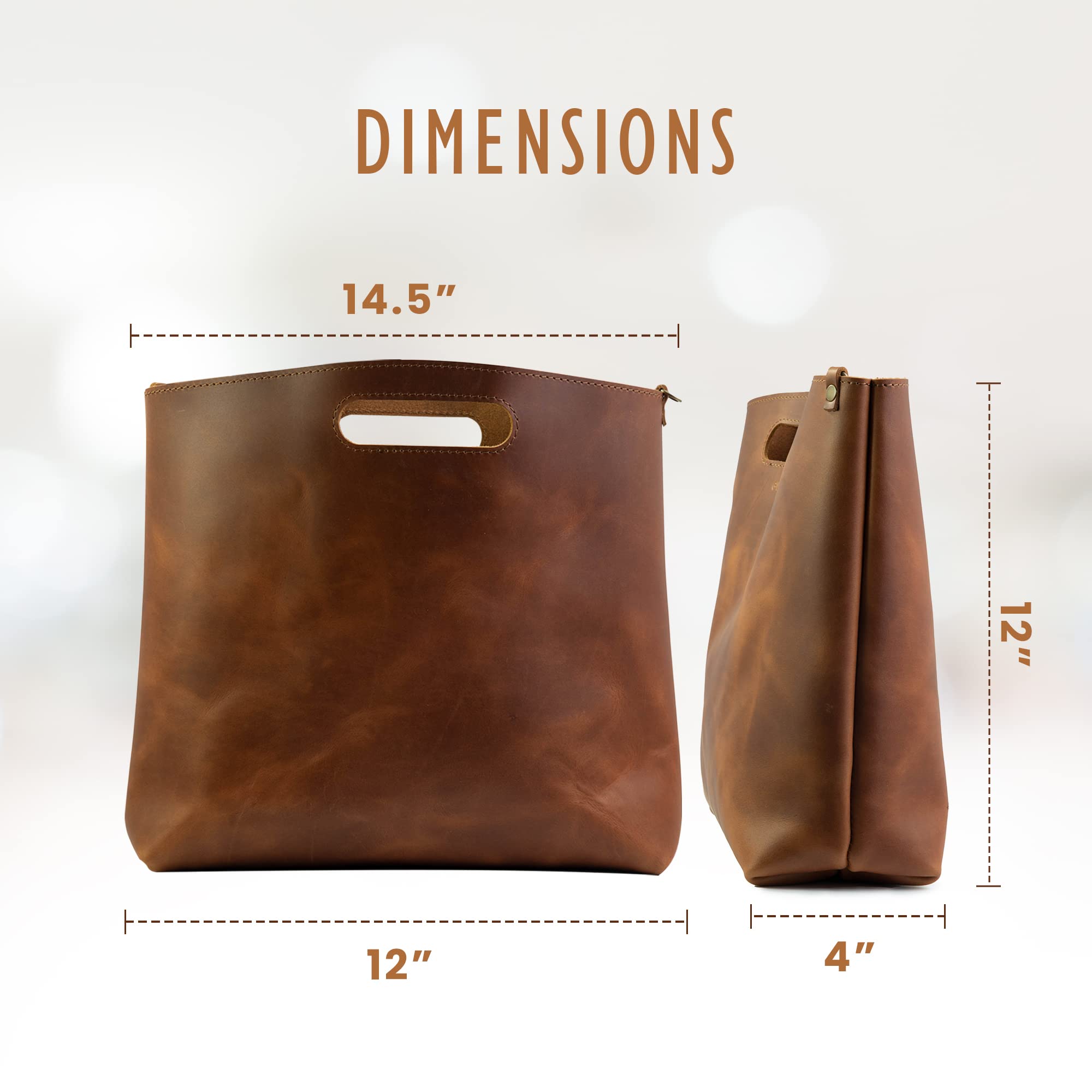 Premium Genuine Leather Tote Bag for Women - Stylish & Durable Leather Handbag & Purse - Made in USA - Perfect for Work, Travel & Everyday Use