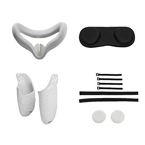 Biwwubik VR Controller Cover - Adjustable Skin Case & Strap Accessories for Oculus Quest 2, Meta Quest 3, HTC Vive - White | Perfect for Gaming, VR Fitness & Immersive Experiences