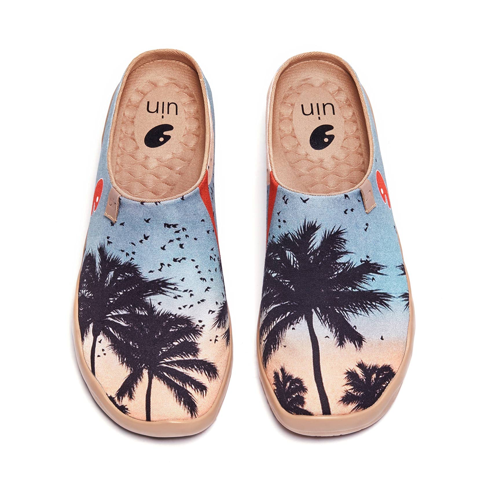 UIN Men's Painted Slippers - Lightweight Comfortable Mules for Walking, Casual Wear & Home Use - Slip On Art Travel Shoes (Malaga Design) - Perfect for Indoor Lounging, Beach Trips & Artistic Outings
