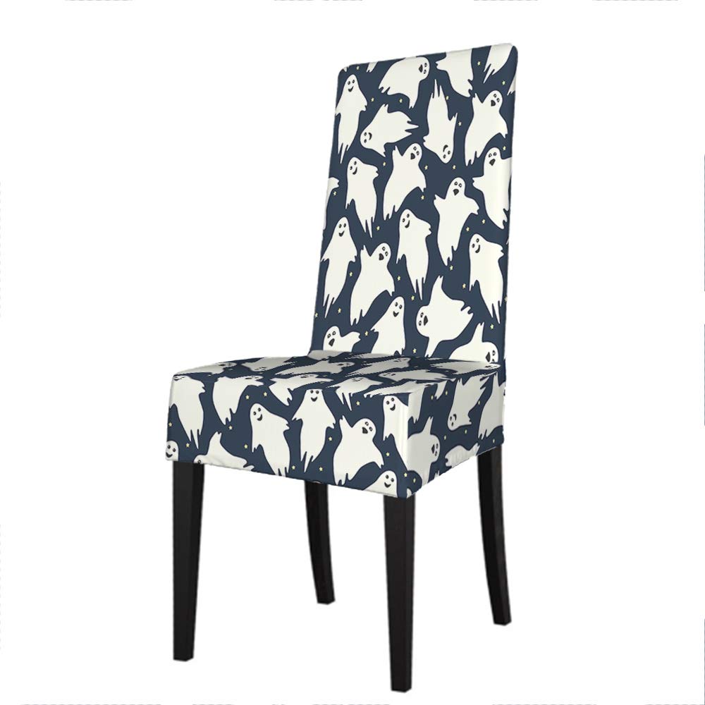 Spooky Halloween Chair Covers - Cute Ghost & Night Sky Design | Washable Soft Dining Chair Slipcovers for Halloween Party Decor | Perfect for Home, Office & Holiday Gatherings