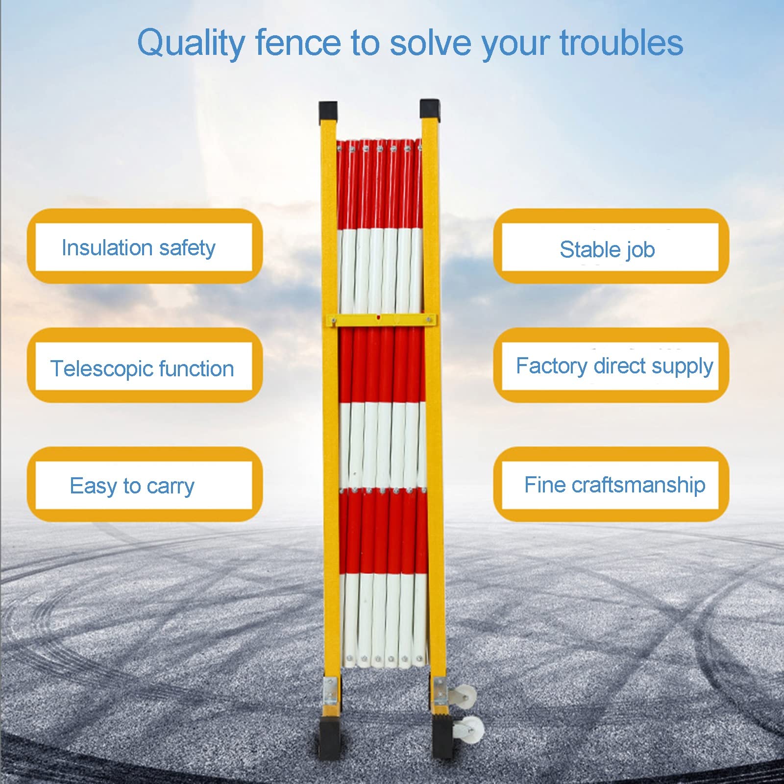 Expandable Portable Road Safety Barrier with Wheels - 1.2x2m Red & White Construction Barricade for Parking Lots, Traffic Control & Event Safety | Heavy-Duty Mobile Fence for Work Zones, Crowd Management & Temporary Roadblocks