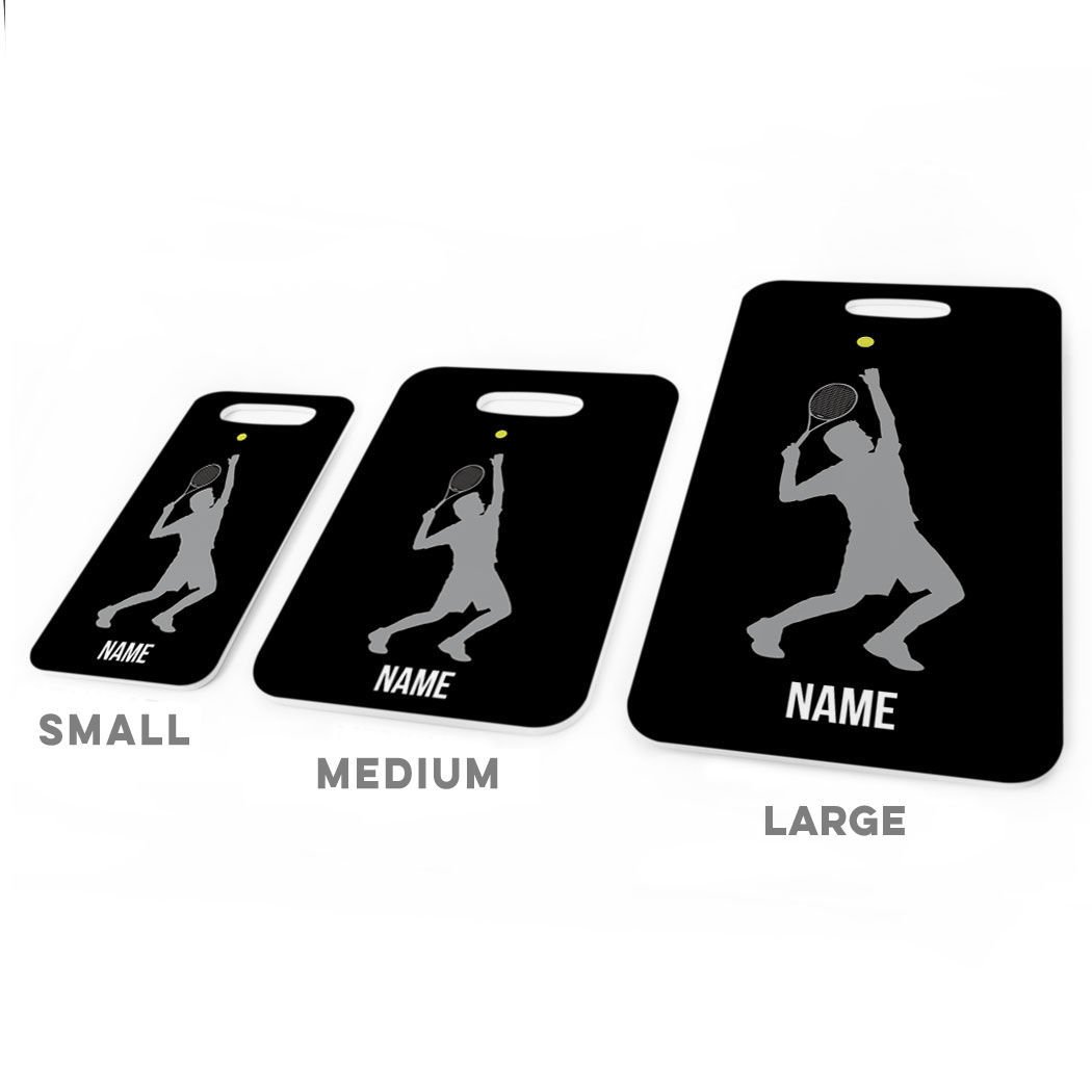 Personalized Tennis Player Luggage Tag - Medium Black/Gray Bag Tag with Standard Lines - Perfect for Tennis Bags, Gym Bags & Travel Luggage Identification