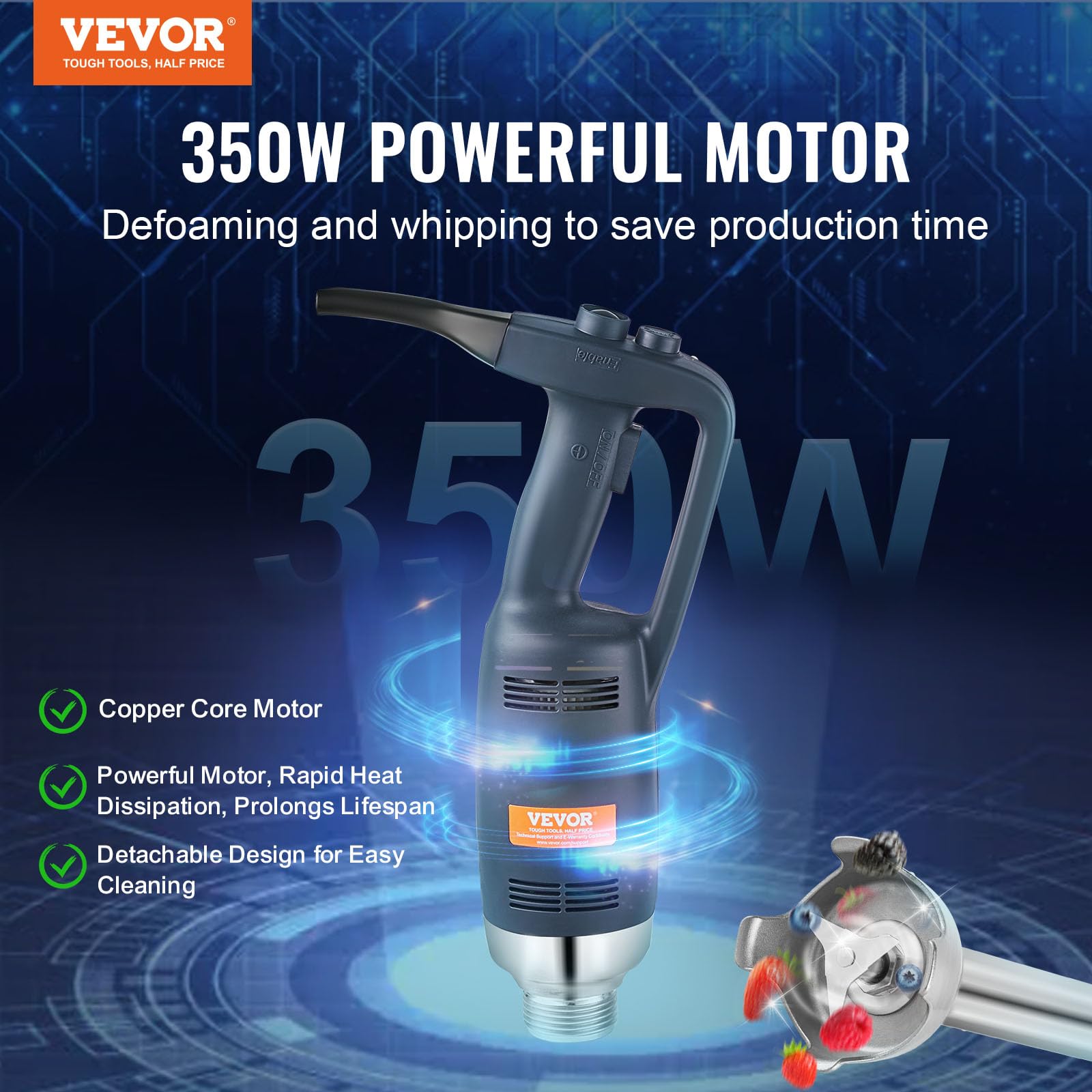 VEVOR 350W Commercial Immersion Blender - Heavy Duty Hand Mixer with 16