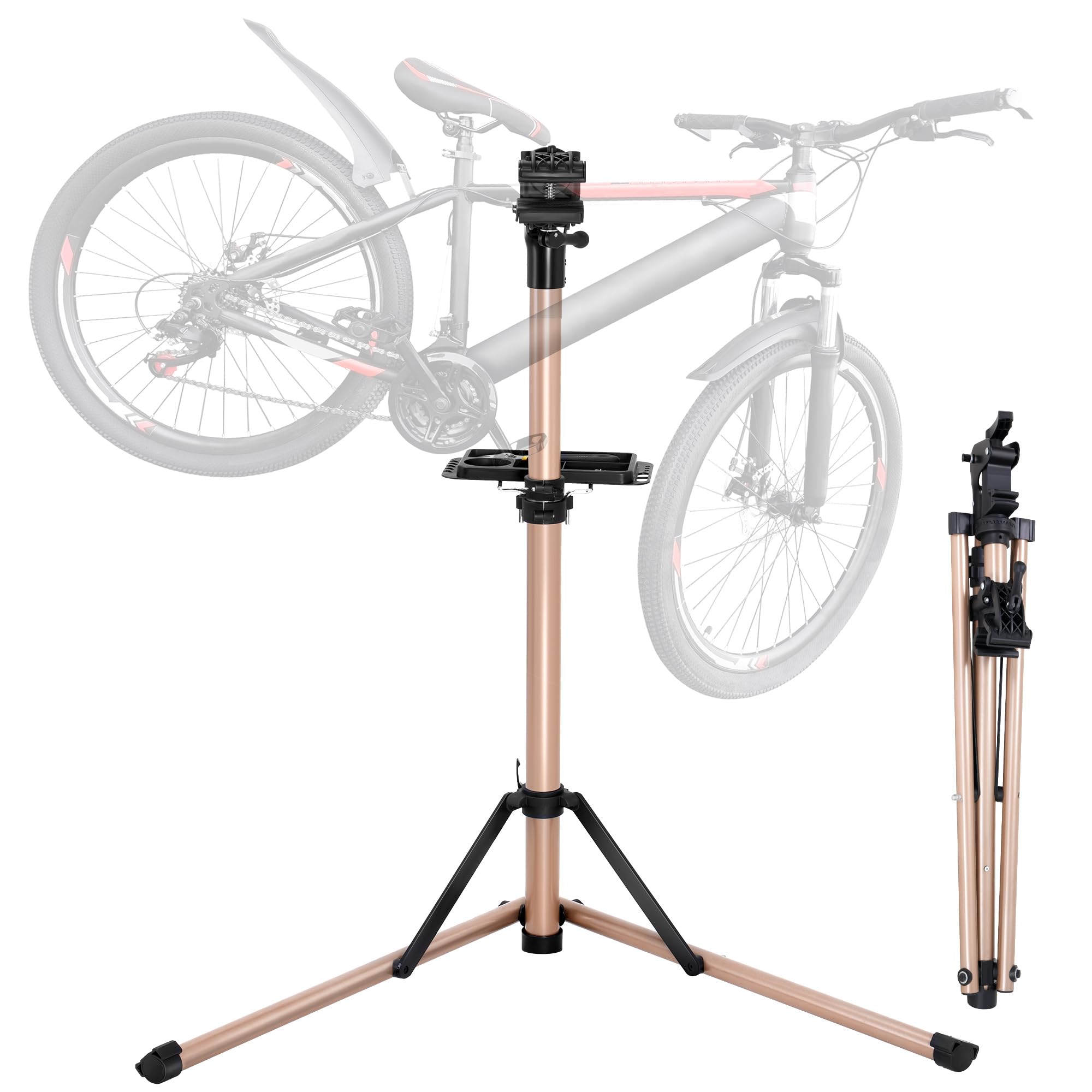 Premium Bike Repair Stand - Lightweight & Portable Aluminum Bike Work Stand - Supports 110 lbs for E-Bikes, Mountain Bikes, Road Bikes - Easy Setup & Heavy-Duty Stability - Perfect for Home Garage, Bike Shops & Outdoor Maintenance