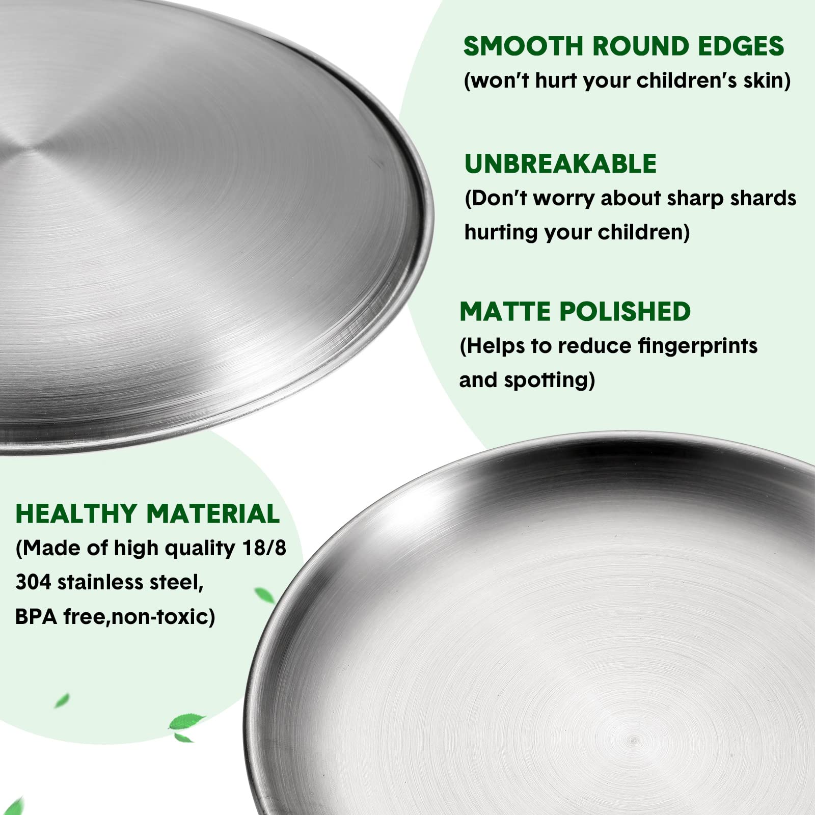 10-Pack Honeydak 18/8 304 Stainless Steel Plates - 8 Inch Reusable Camping & Picnic Dishes - Dishwasher Safe, Double-Layer Round Serving Plates for Adults (Silver) - Perfect for Outdoor Dining, BBQs, Parties & Everyday Use