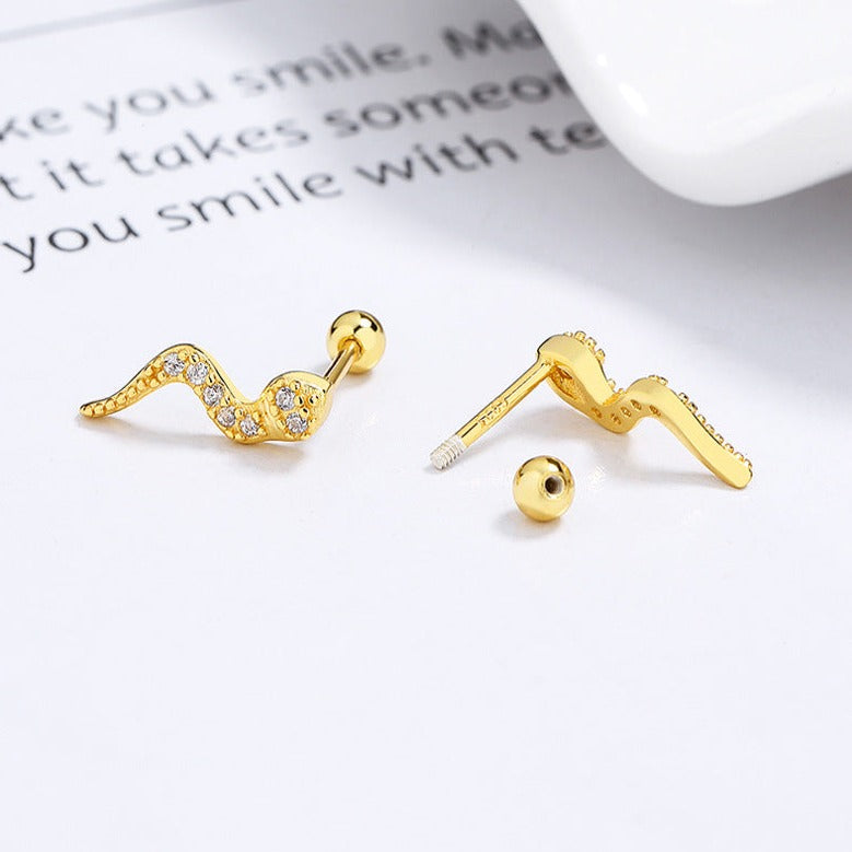 20G Owl Conch Earrings Snake Piercings - Animal Small Stud Earrings for Women - Perfect for Casual Wear, Parties & Gifts | HSPJ1999