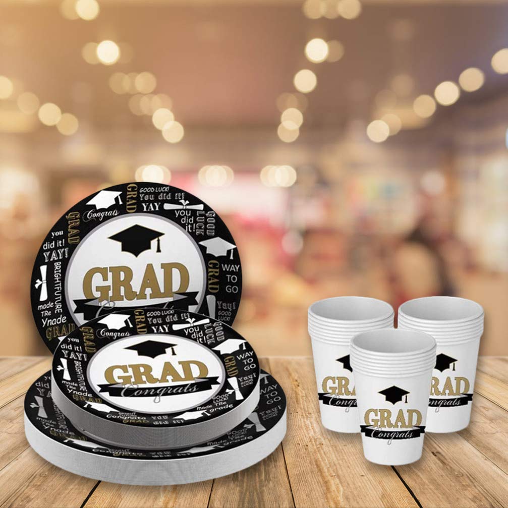 2024 Graduation Party Supplies Set - 68Pcs Disposable Dinnerware with Plates, Cups & Napkins - Perfect for School Graduation Decorations & Celebration Events