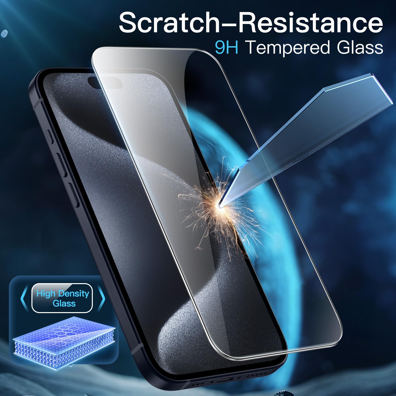 JETech 3 in 1 Magnetic Case for iPhone 15 Pro Max 6.7-Inch | 2 Pack Tempered Glass Screen Protectors | MagSafe Compatible | Translucent Matte Shockproof Phone Cover (Storm Blue) | Perfect for Daily Use, Travel & Outdoor Activities