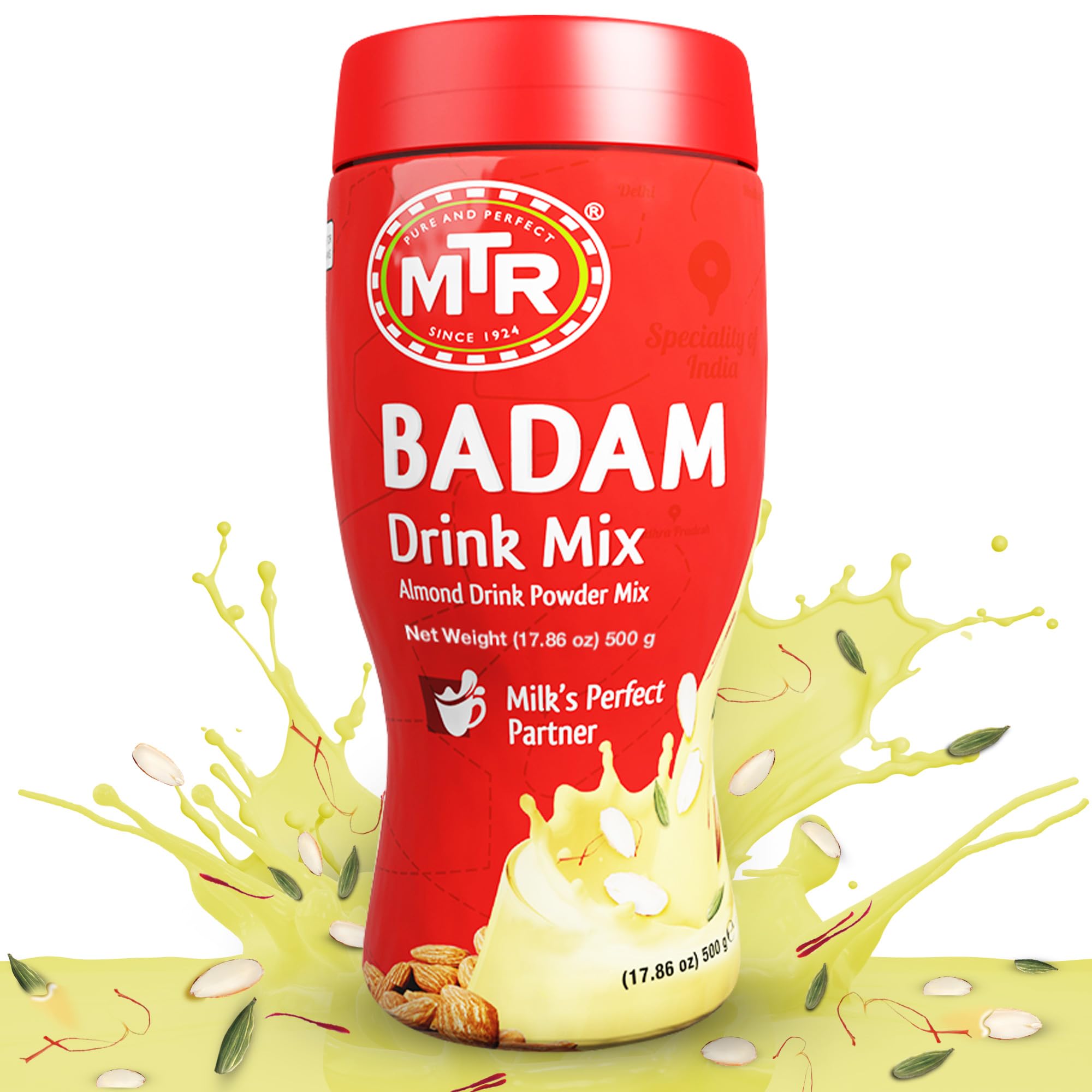 MTR Badam Almond Drink Mix Powder - 500g Pet Jar | Instant Nutritious Beverage for Energy Boost, Breakfast & Healthy Snacking