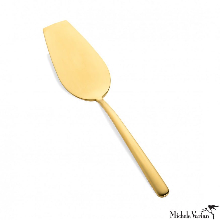 Elegant Brushed Gold Cake Serving Set - Perfect for Weddings, Birthdays & Special Occasions - Stainless Steel Cake Knife & Server for Desserts & Pastries