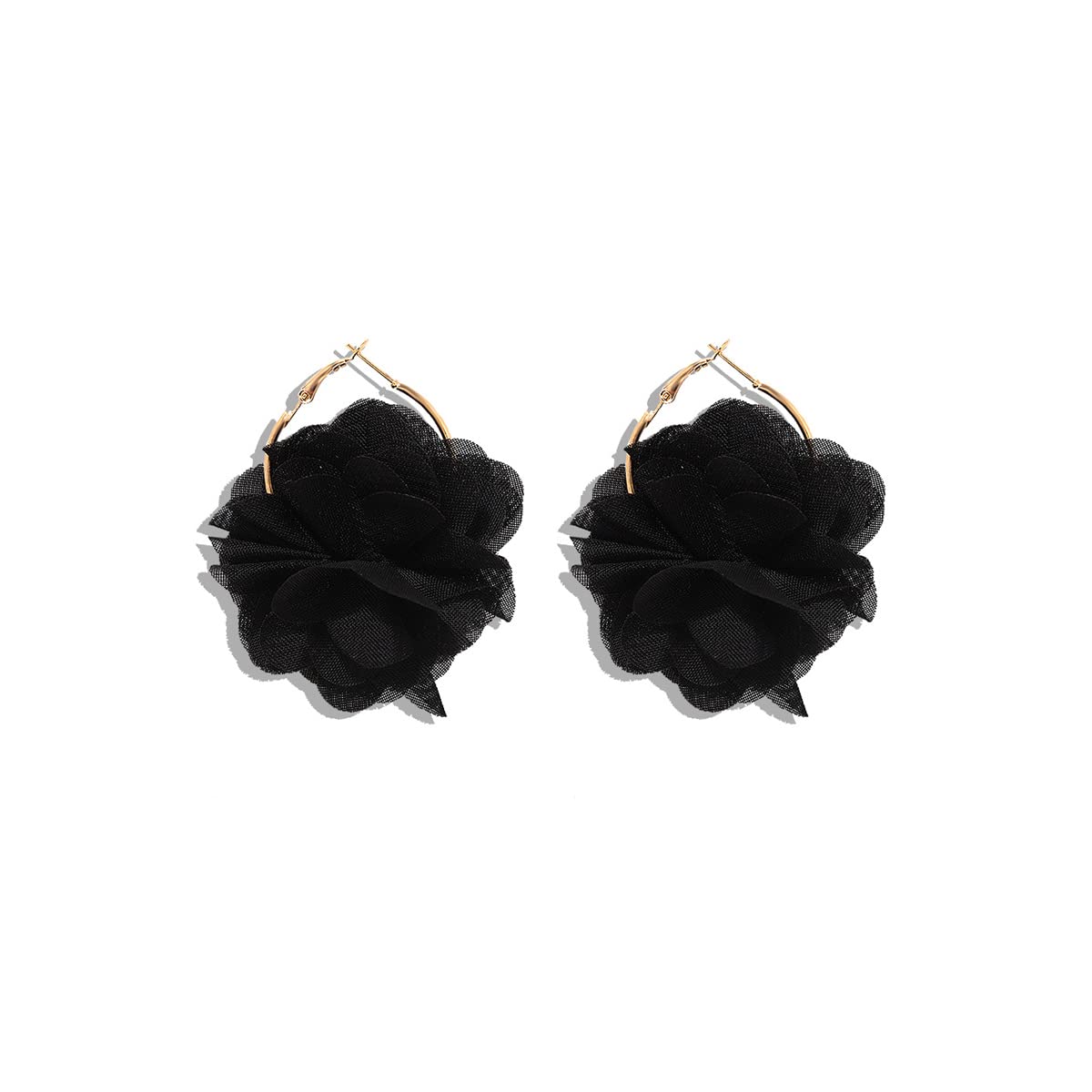 Bohemian Lightweight Fabric Flower Dangle Earrings - Handmade Chiffon Floral Tassel Drop Earrings for Women | Wedding, Vacation & Gift Jewelry | Perfect for Beach Parties, Bridal Showers & Summer Festivals
