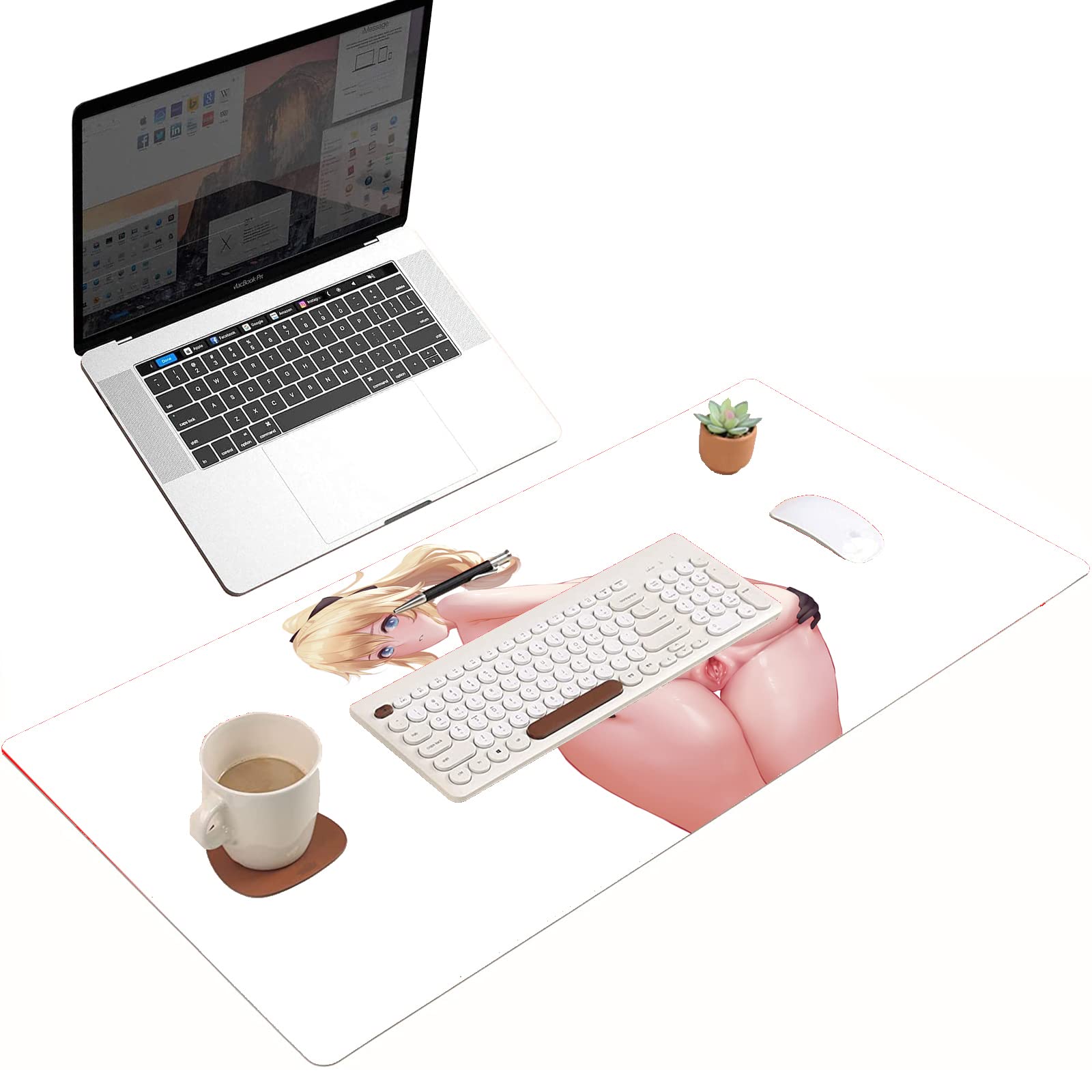 Large Anime Gaming Mouse Pad - Non-Slip XXL Computer Desk Mat for PC, Laptop & Keyboard (39.37x19.68 Inch) - Cute Anime Girl Design - Perfect for Gaming Setup, Office Work & Home Decor
