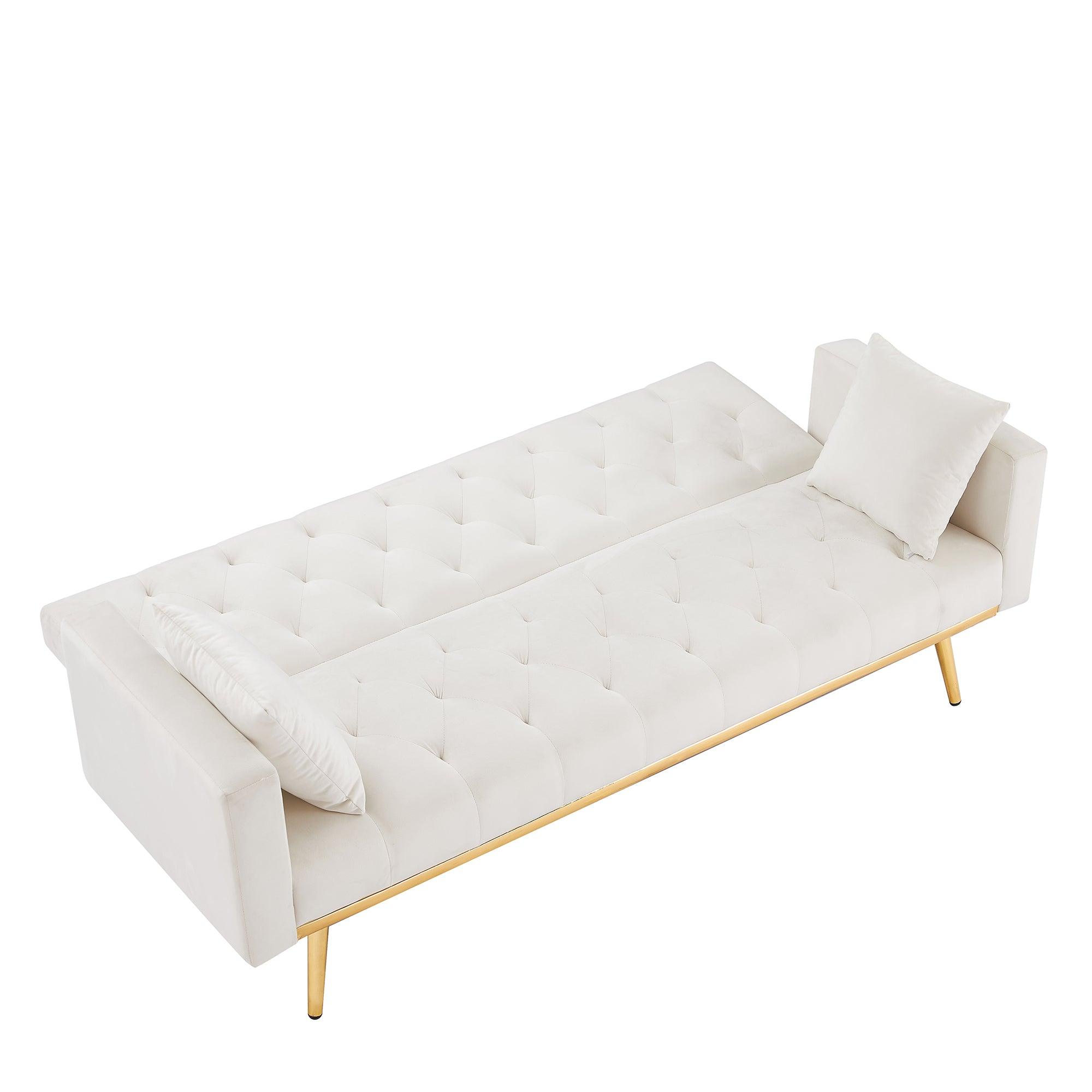 Cream White Convertible Folding Futon Sofa Bed - Space Saving Sleeper Couch for Small Apartments, Guest Rooms & Studio Living | Perfect for Compact Spaces, Overnight Guests & Multi-Functional Furniture Needs