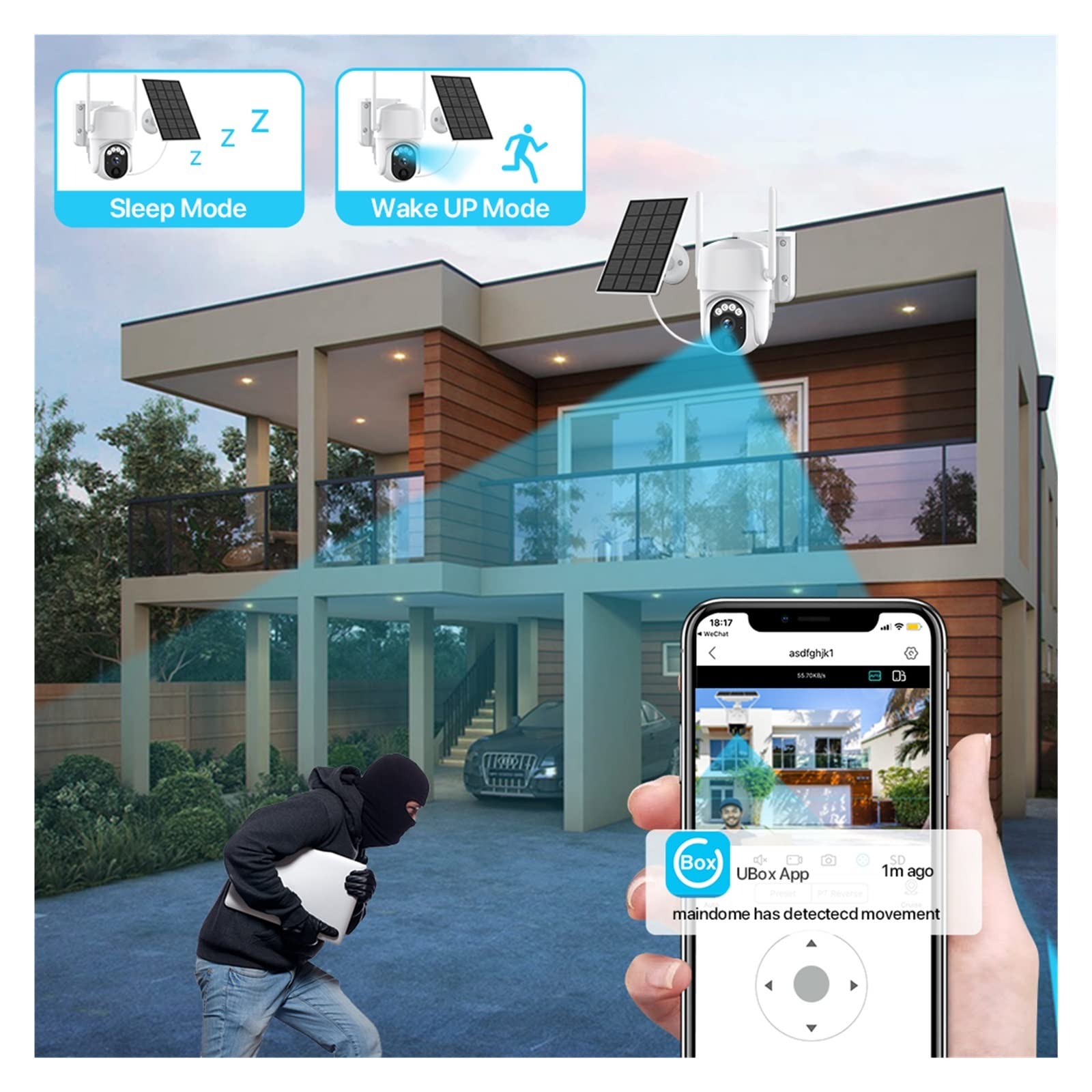 MZZYG 4G Solar Security Camera with SIM Card - 3MP Wireless PTZ Outdoor Camera, WiFi/Battery Powered, PIR Motion Detection - Ideal for Home Surveillance, Farm Monitoring & Remote Property Security