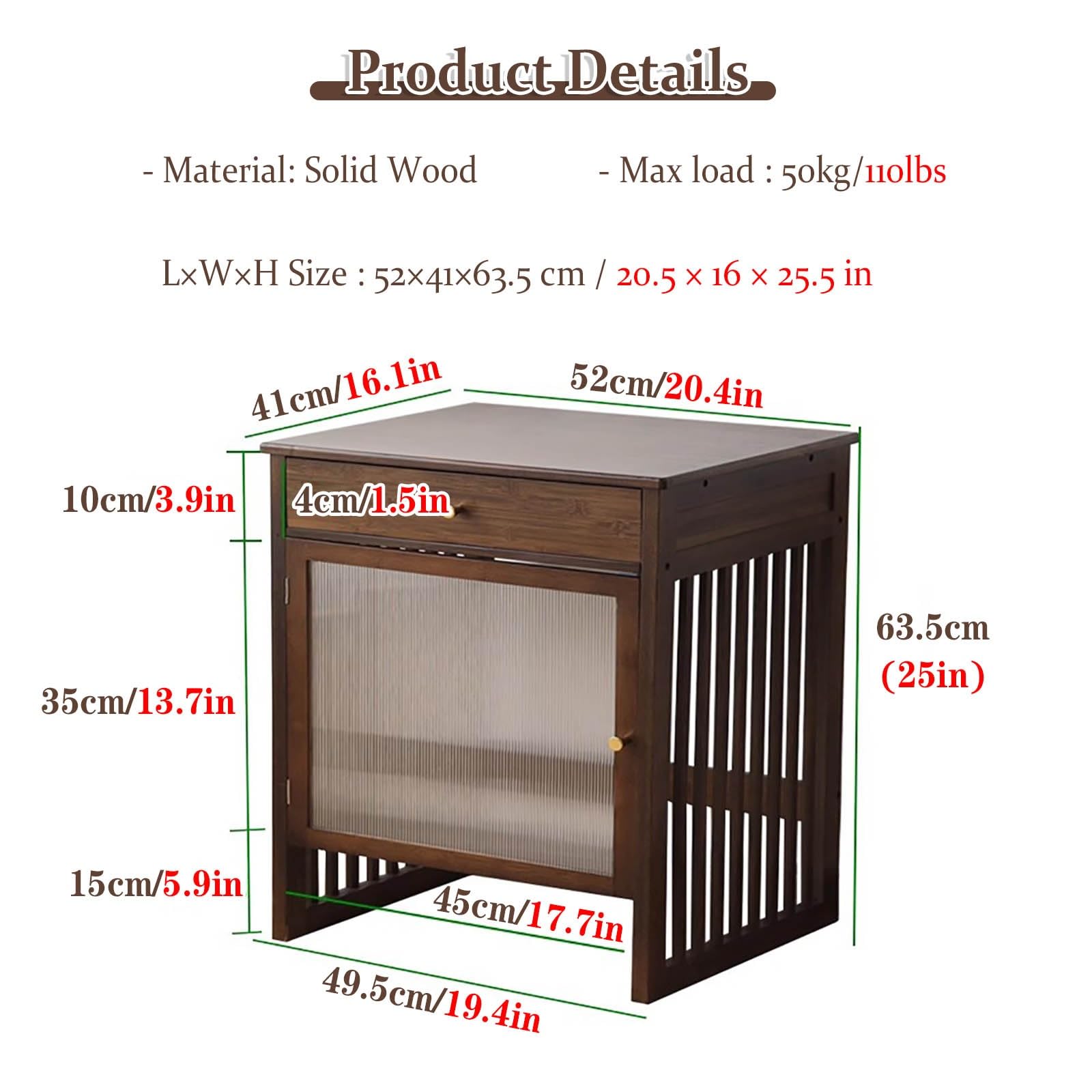 Large Capacity Wooden Storage Rack for Robotic Vacuum Cleaner - Above Robot Vacuum Stand with Hidden Compartment & Acrylic Doors (52x41x63.5cm/20.5x16x25.5in) - Perfect for Living Room, Bedroom & Smart Home Organization