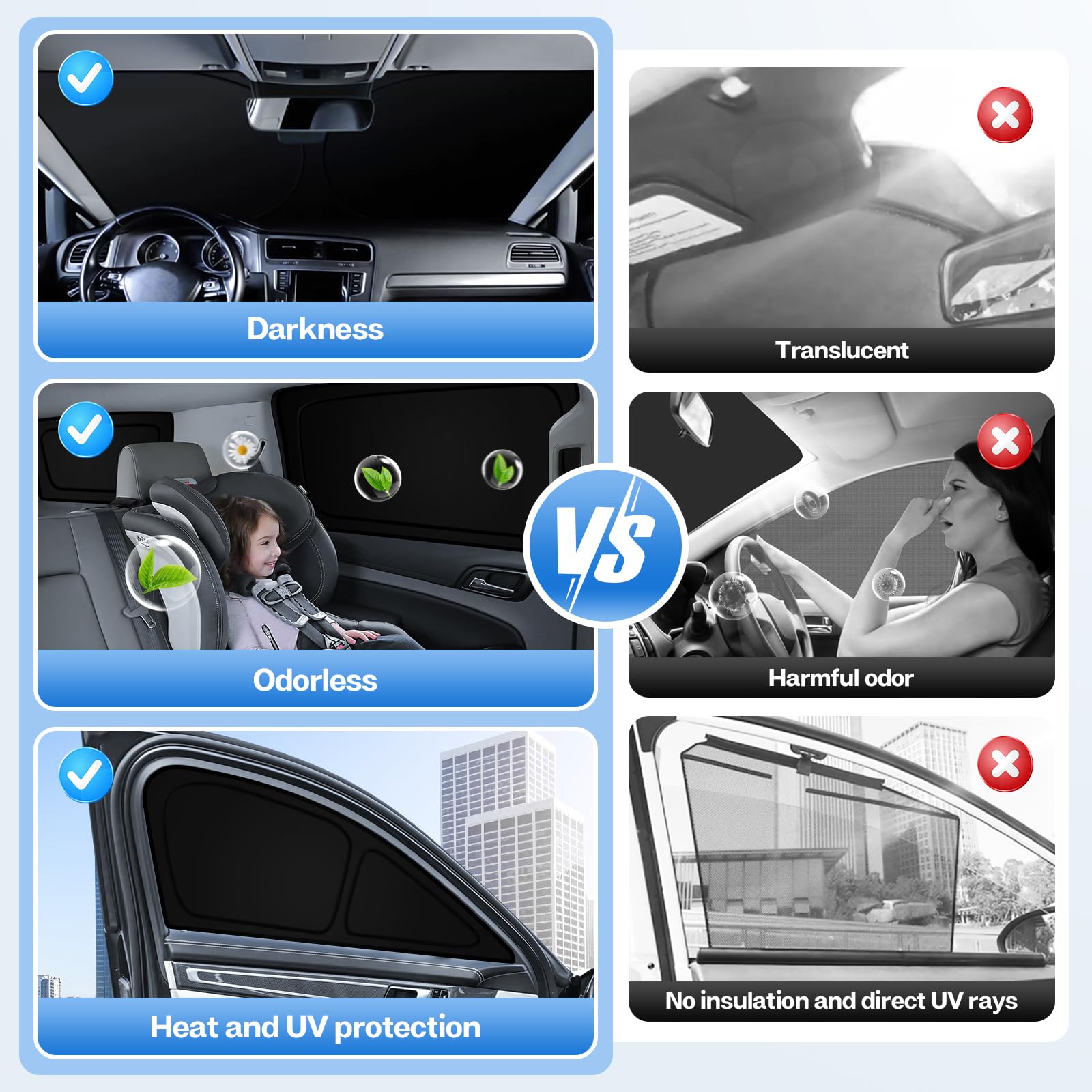 T TGBROS Custom Fit Privacy Sunshade for 2018-2022 Honda Accord - Full Set Windshield & Window Shades (8PCS) | UV Protection & Heat Reduction | Foldable Car Accessories for Summer Driving & Parking