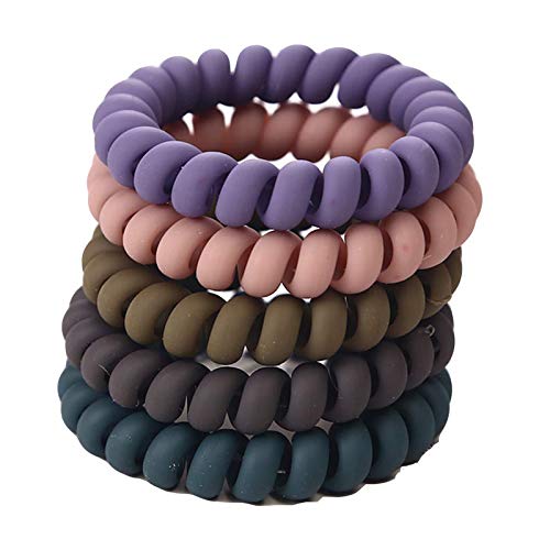 Belicia Elastic Hair Bands for Women & Girls - Soft Telephone Wire Ponytail Holders, No-Slip Hair Ties (Rainbow Colors) - Perfect for School, Work, Sports and Everyday Hairstyles
