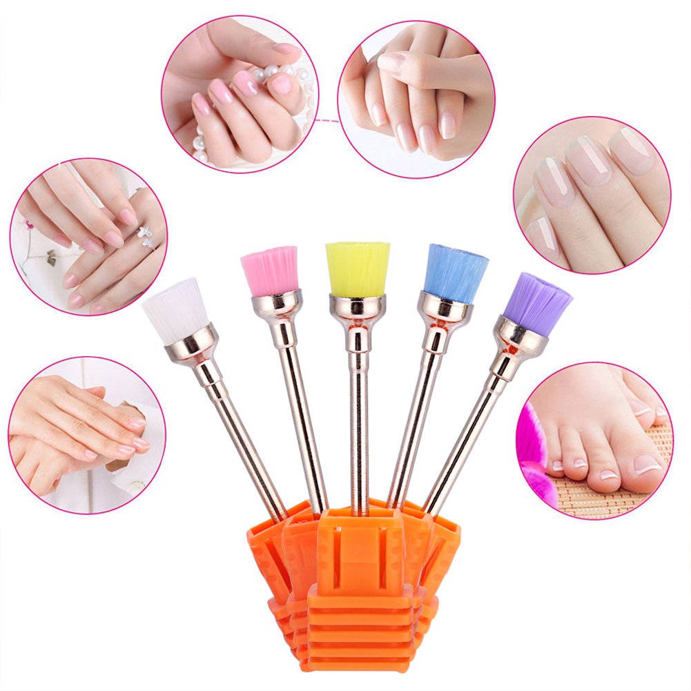 5pcs Nail Drill Cleaning Brush Heads for Electric Nail Drill Machine - Nail Dust Remover & Polish Grinding Tool - Perfect for Home Manicure & Professional Nail Salon Use