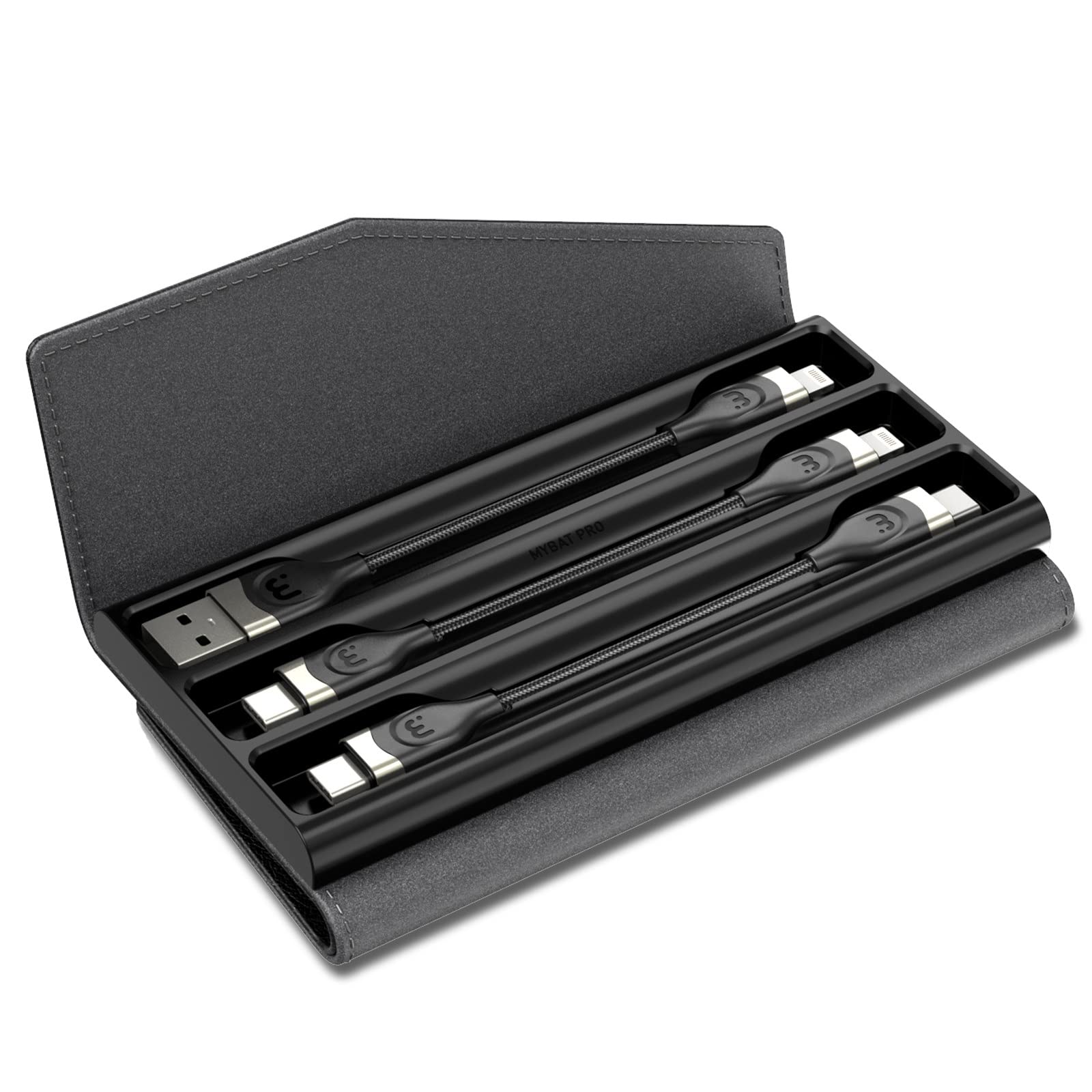 MYBAT PRO [Apple MFi Certified] 5-Inch Travel Charging Cable Kit - 3-in-1 Short Charger Cord with USB A to Lightning, USB-C to Lightning & USB-C to USB-C Cables | Perfect for Travel, Office & Car Charging