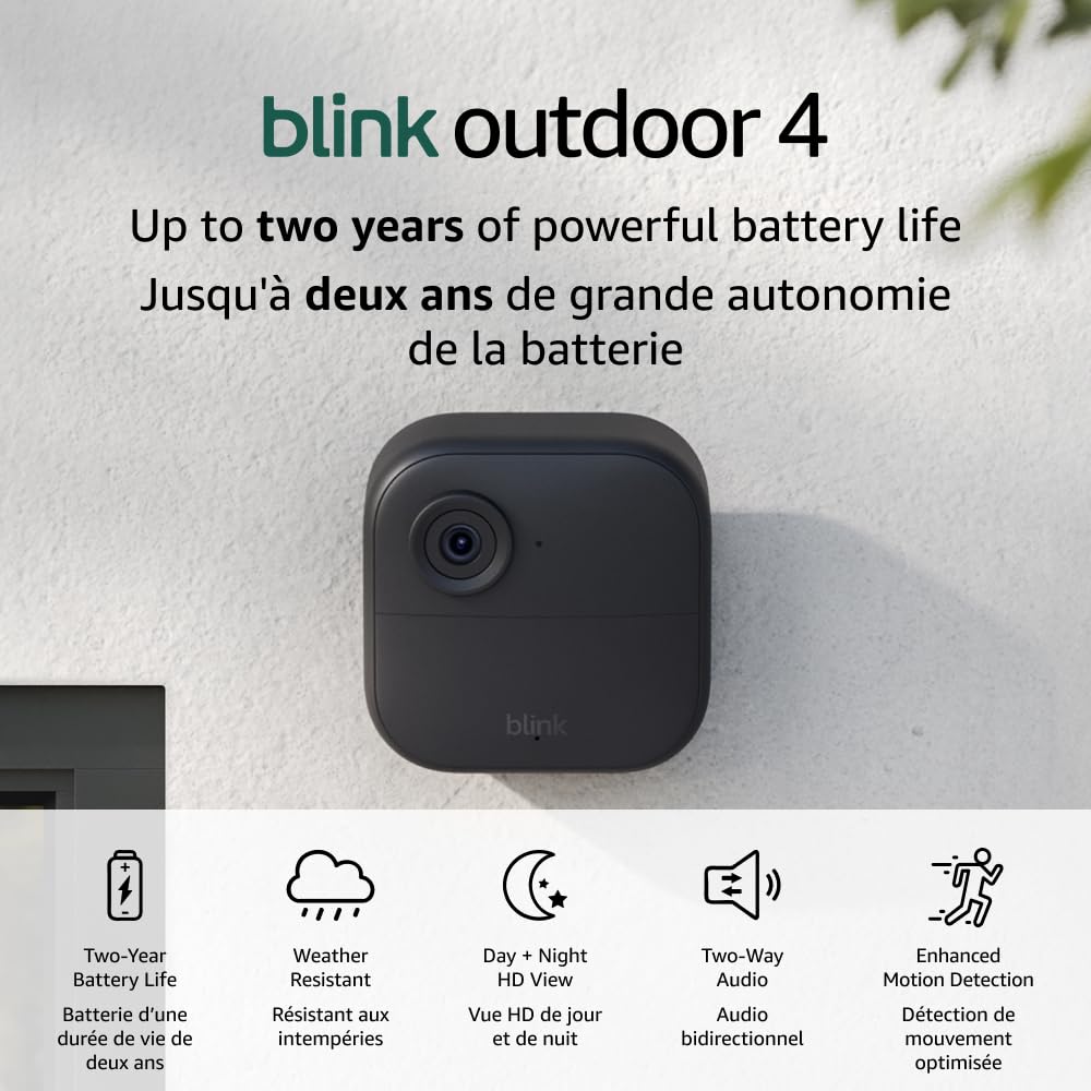 Blink Outdoor 4 & Blink Mini 2 Smart Security Camera System - 3 HD Wireless Cameras with Two-Way Talk, Motion Detection, Alexa Compatibility - Easy Setup for Home & Business Surveillance (White)
