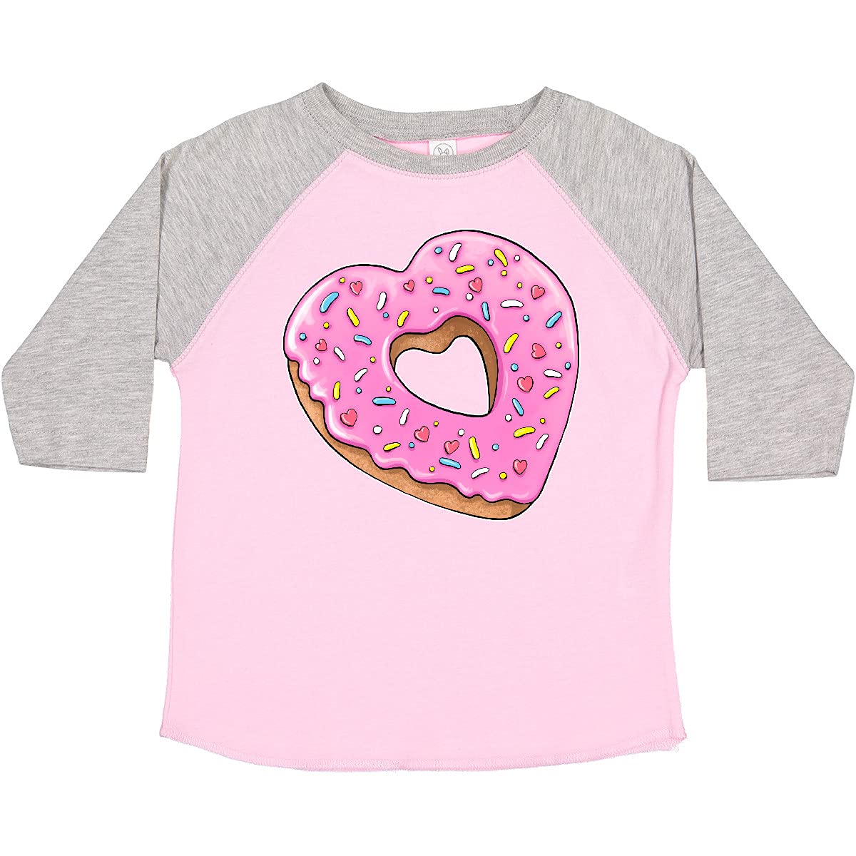 Inktastic Heart Shaped Donut with Pink Icing and Sprinkles Toddler T-Shirt - Cute Valentine's Day Outfit for Kids