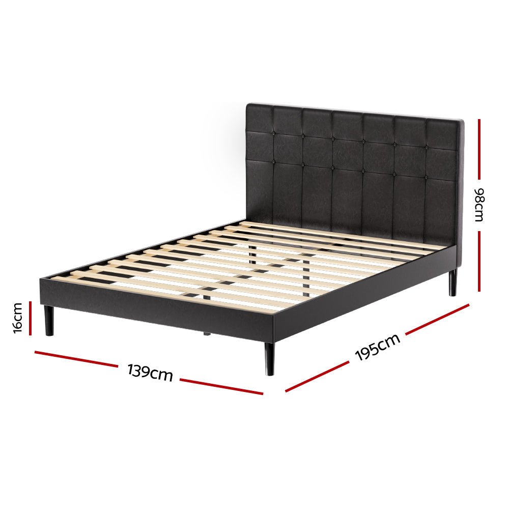 Double Package: Manly LED Bed Frame in Black & Bonita Pillow Top Medium Firm Mattress - Modern Bedroom Set for Adults with Ambient Lighting