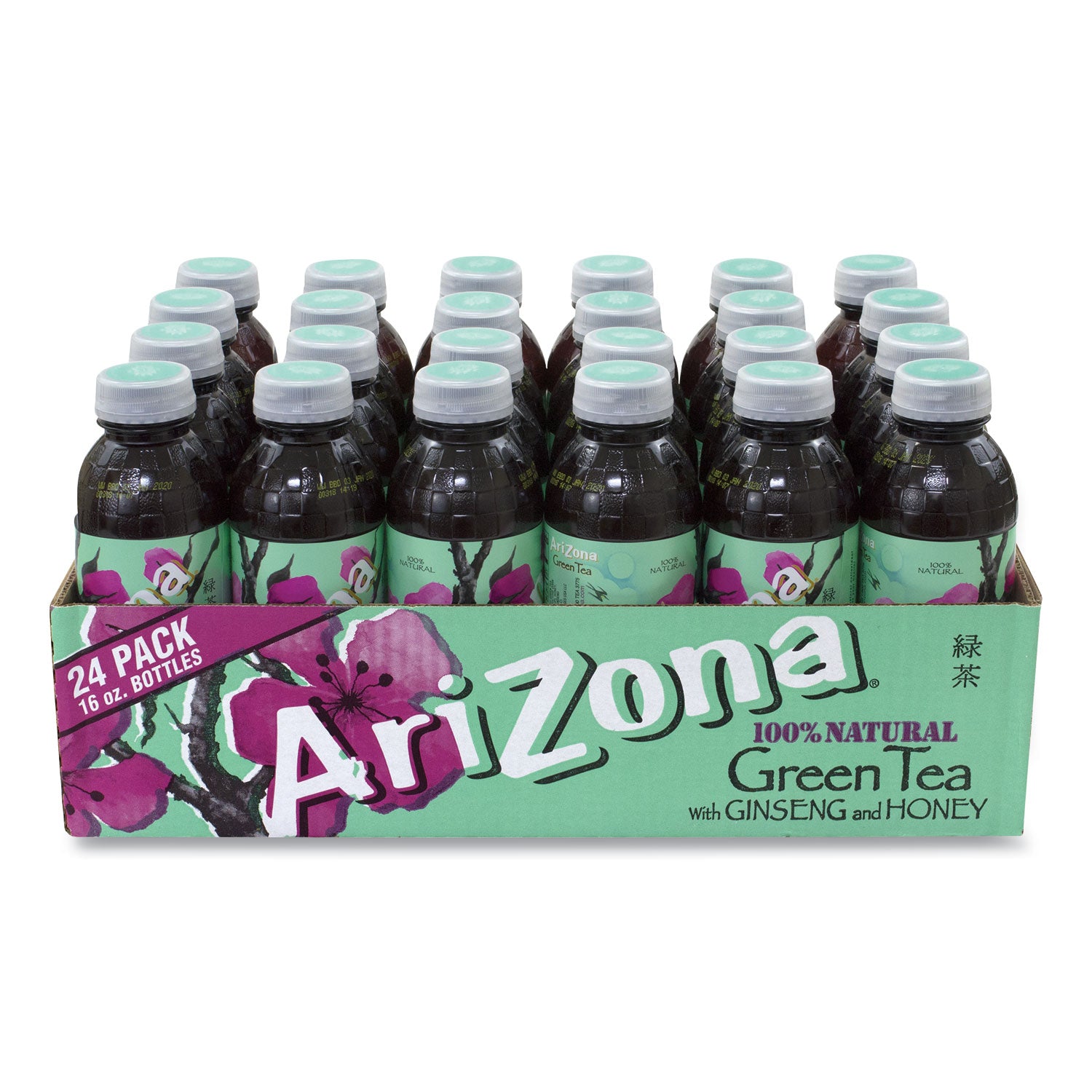 Arizona Green Tea with Ginseng and Honey - 16 oz Bottles (Pack of 24) | Refreshing Iced Tea for Home, Office & Outdoor Activities | Naturally Sweetened with Honey