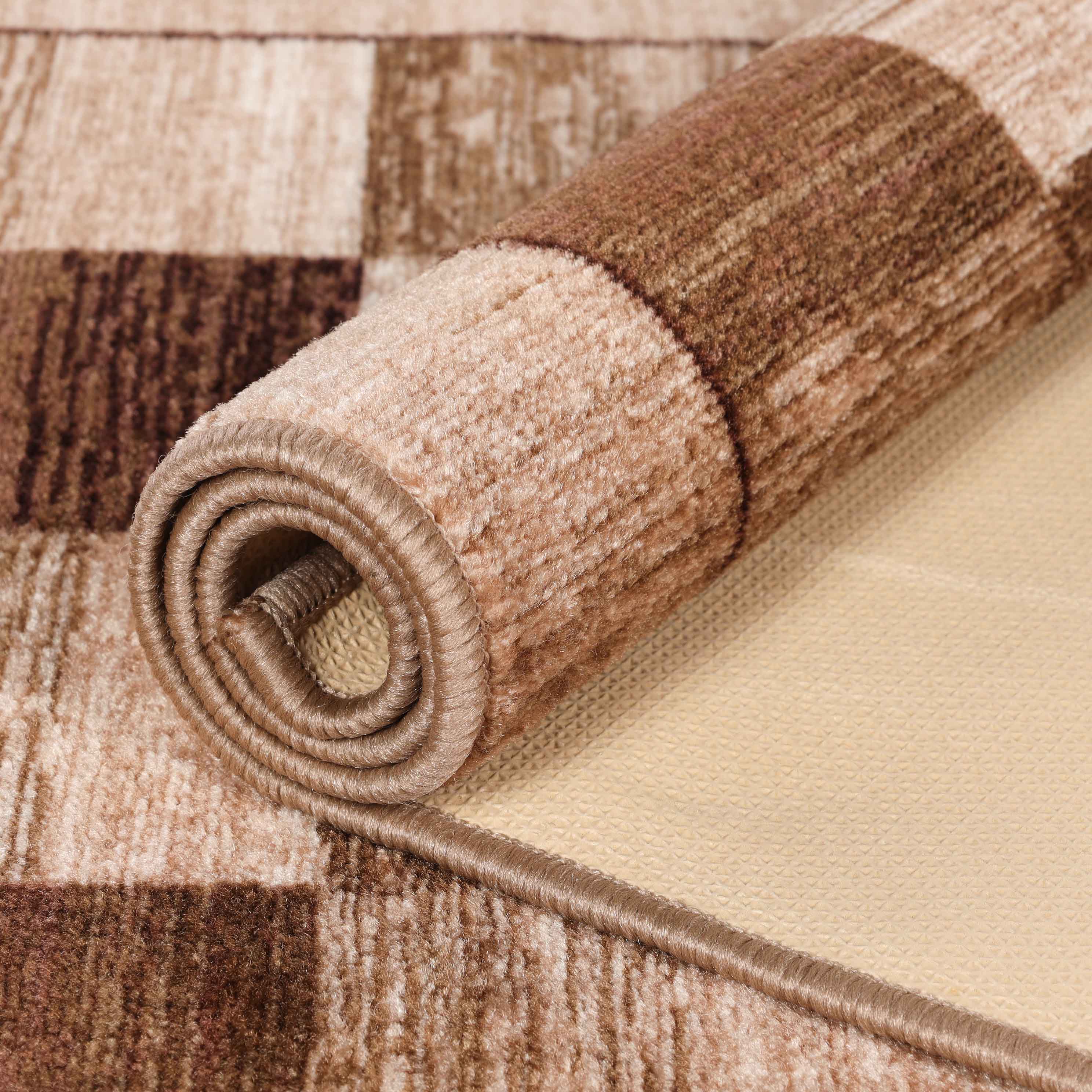 Lockwood Color Block Non-Slip Washable Indoor Area Rug or Runner - Perfect for Living Room, Bedroom, Entryway & High Traffic Areas