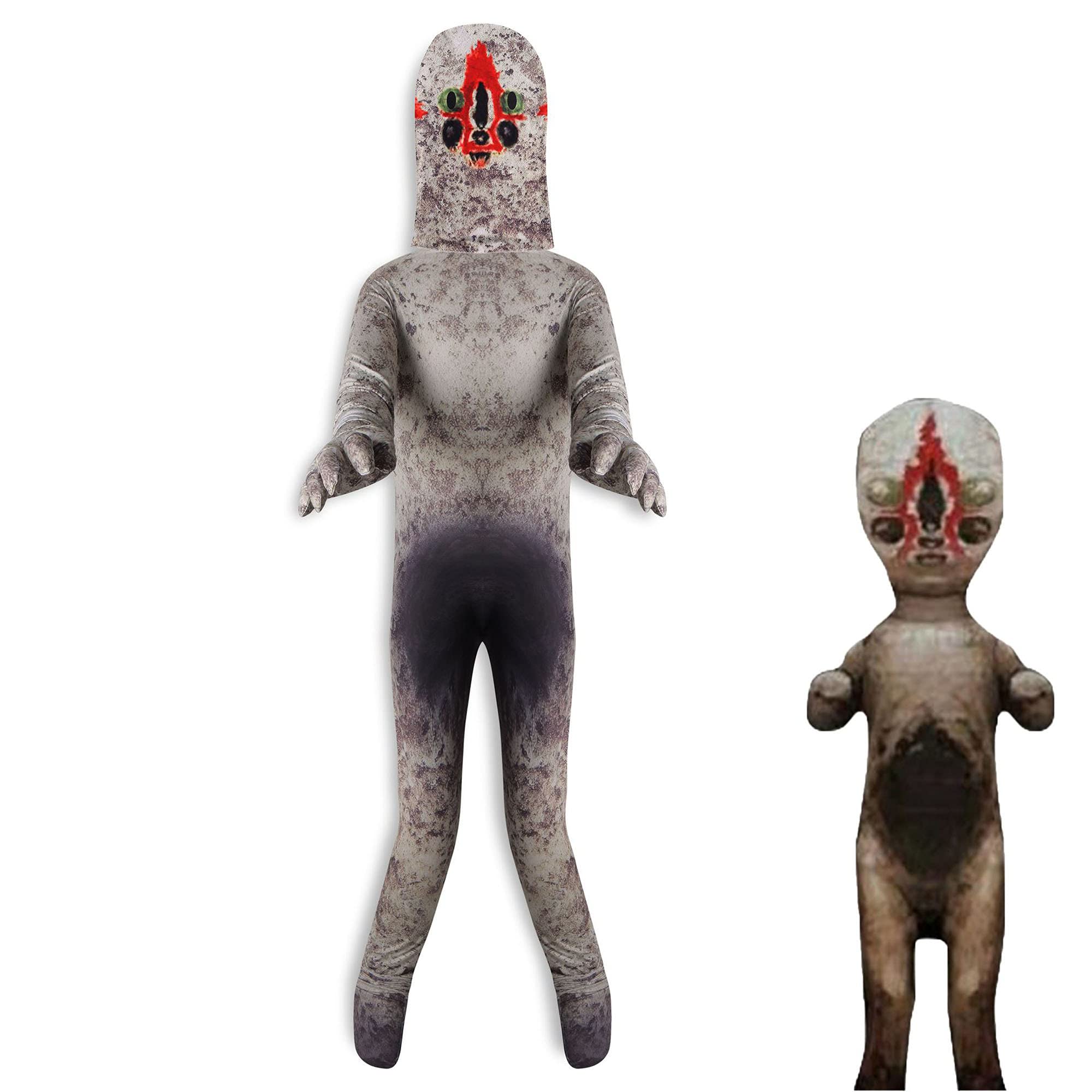 SCP 096 Costume for Kids - Scary Shy Guy Full Bodysuit Jumpsuit | Creepy Sculpture Monster Cosplay Outfit for Halloween Parties & Horror Conventions
