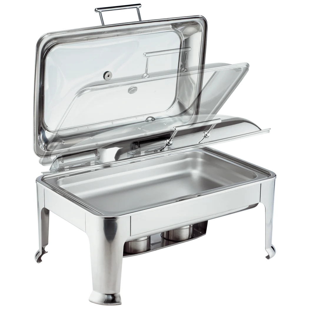 Browne Symphony 9 Qt Full Size Chafing Dish - Stainless Steel Buffet Serving Pan with Fuel Can for Catering, Parties & Events