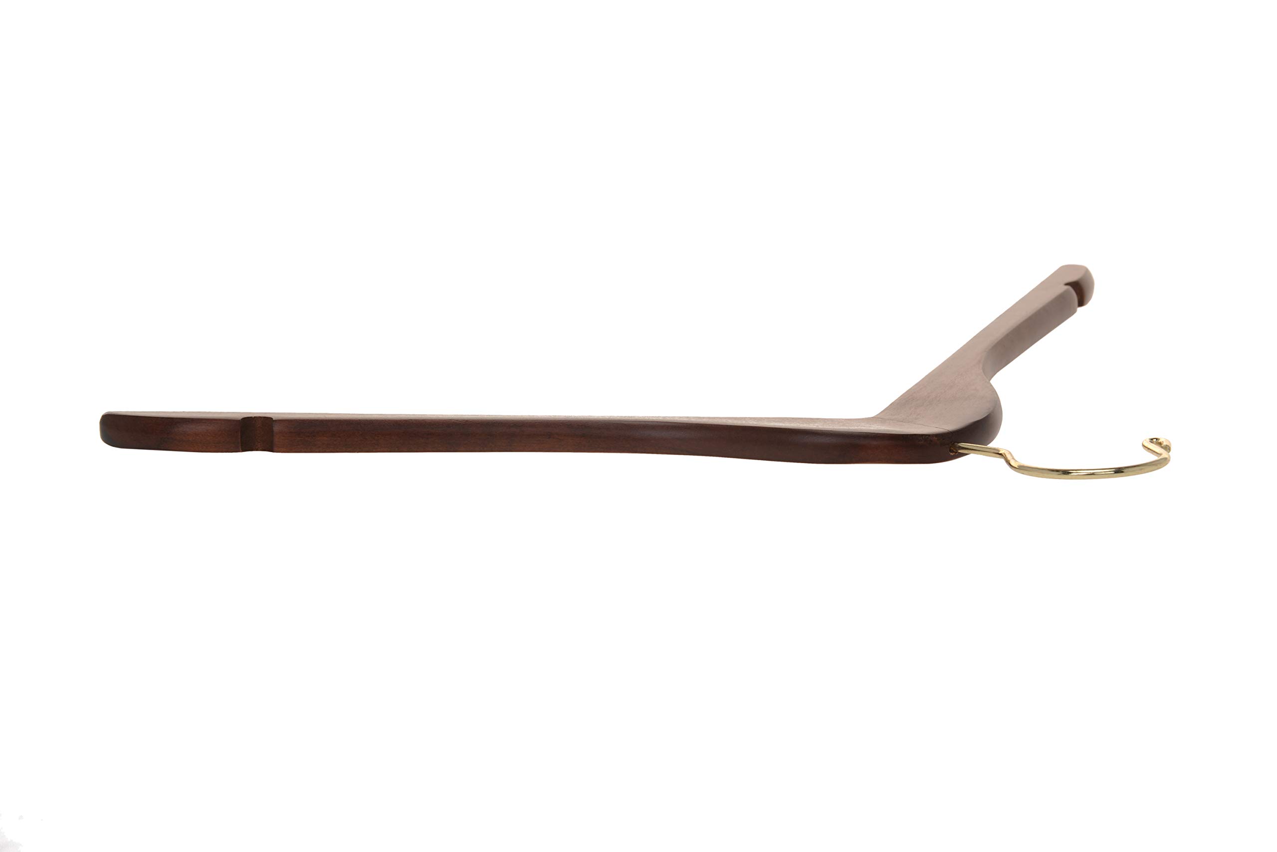 Premium Semi-Curved Wooden Suit Hangers - 10-Pack Smooth Finish Solid Wood Coat Hangers with Swivel Hook for Jackets, Pants & Dresses (Walnut - Gold Hook) - Perfect for Closet Organization & Luxury Wardrobe Storage