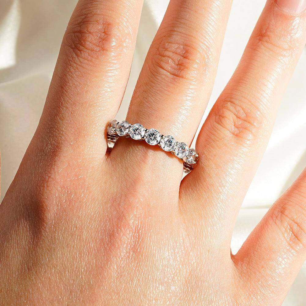 5.4 CT Round Moissanite Eternity Wedding Band - 14K White Gold Shared Prong Engagement Ring for Women - Perfect for Anniversaries, Proposals & Special Occasions