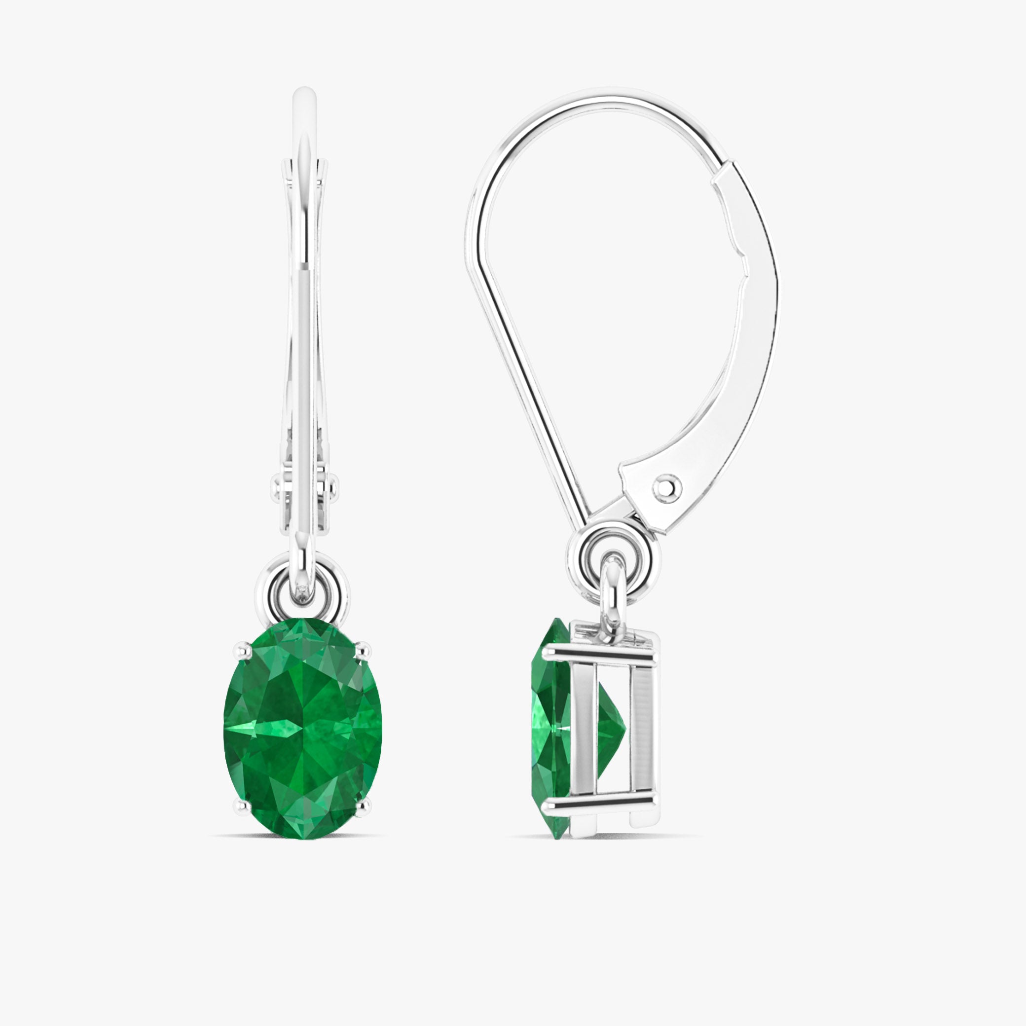 Green Emerald Gemstone Oval Dangle Earrings for Women - Elegant Jewelry for Parties, Weddings & Special Occasions