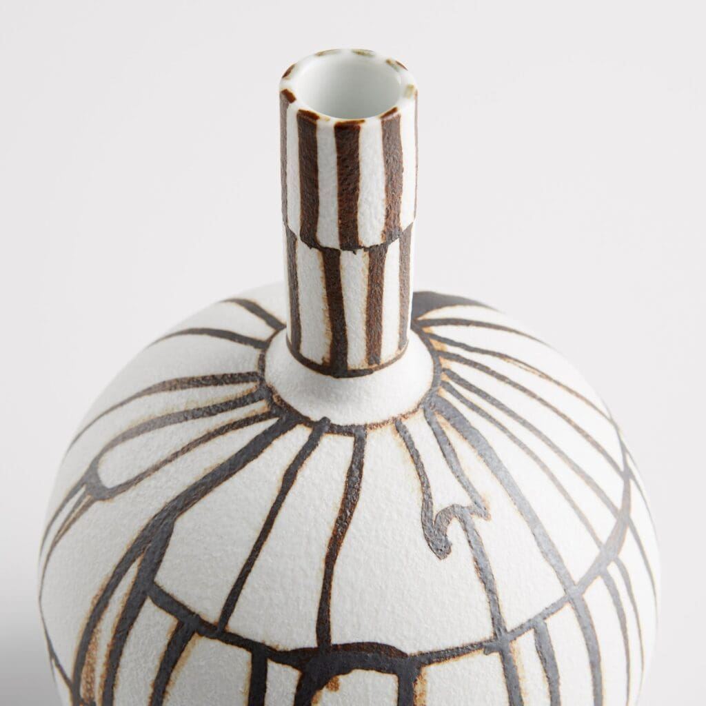 Cyan Design 10798 Risse Vase - Small Ebony and White Ceramic Vase for Home Decor, Wedding Centerpiece & Tabletop Display