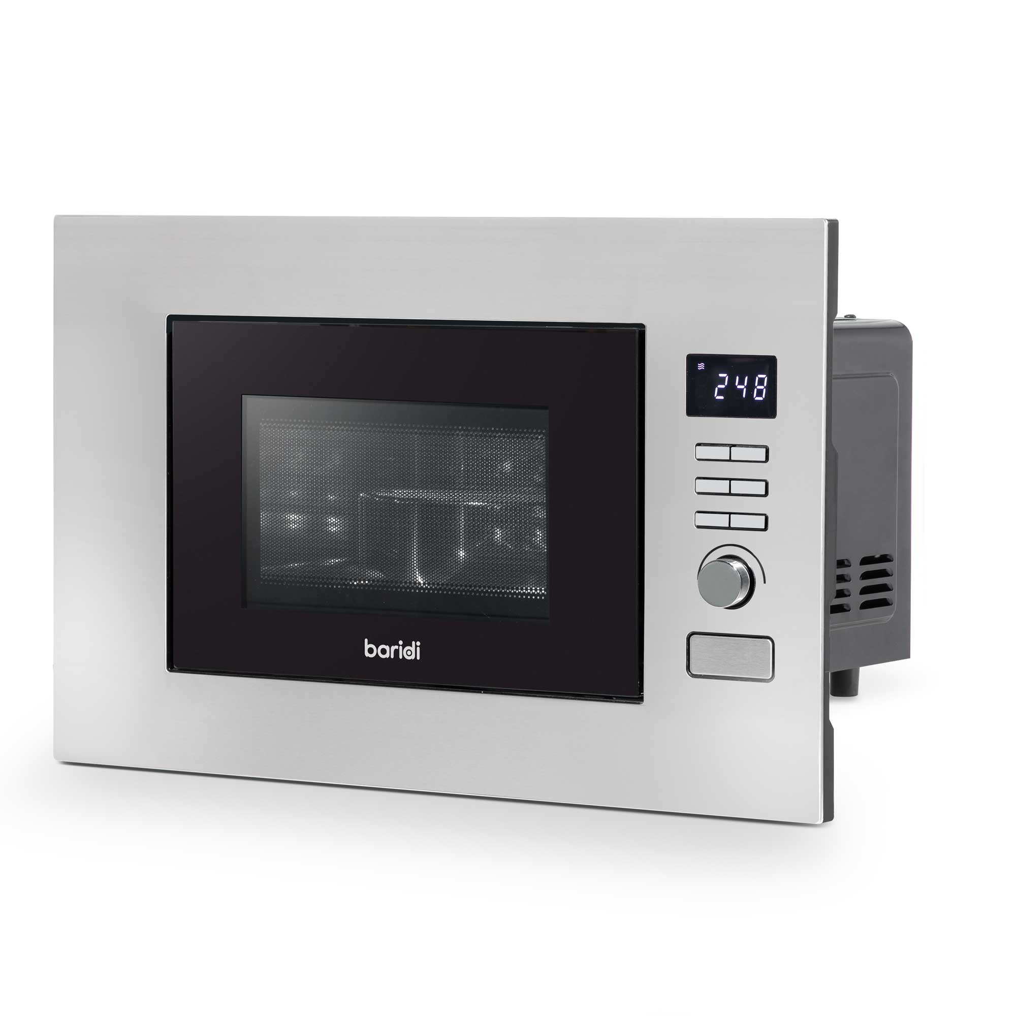 Baridi 20L Built-in Microwave Oven - 800W Stainless Steel Countertop Microwave with 10 Power Levels - Perfect for Small Kitchens, Dorms & Offices (Model DH196)