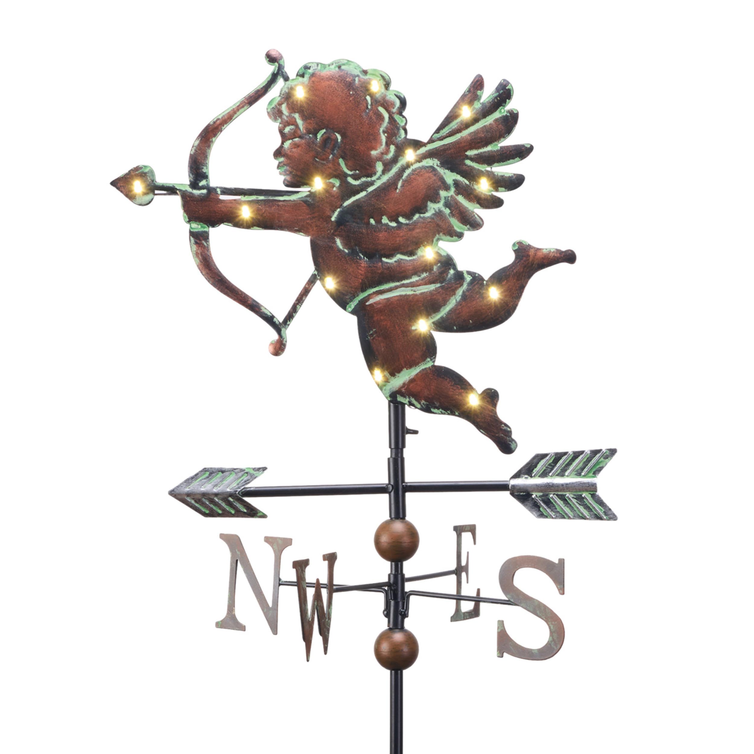 Valentine's Day Outdoor Decorations - Solar Powered Metal Weathervane Garden Stake with Cupid Design, 34 Inch Yard Art for Porch, Patio & Garden - Perfect Romantic Gift for Home & Valentine's Decor