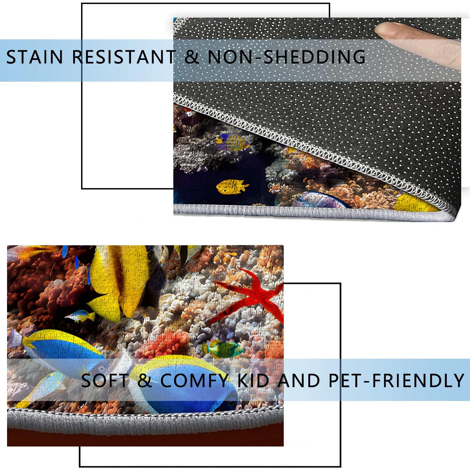 RevoLue 44-Inch Round Tropical Fish Office Chair Mat for Carpets - Non-Slip Underwater Design Gaming & Standing Desk Floor Protector - Perfect for Home Office, Gaming Setup & Workspace Decor